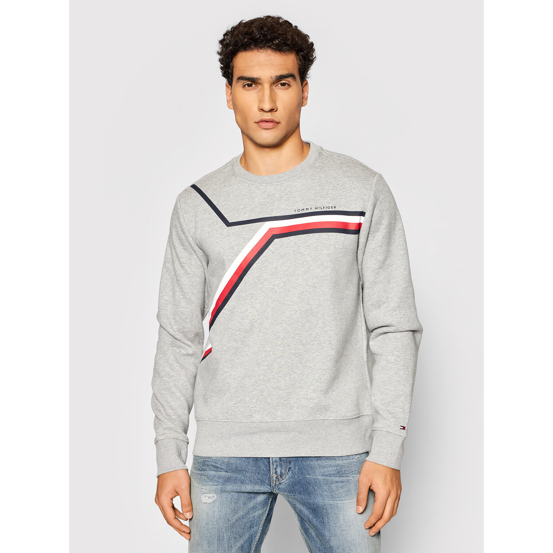 Tommy Hilfiger Суитшърт Split Corp Stripe Crewneck MW0MW21116 Сив Regular Fit - Pepit.bg