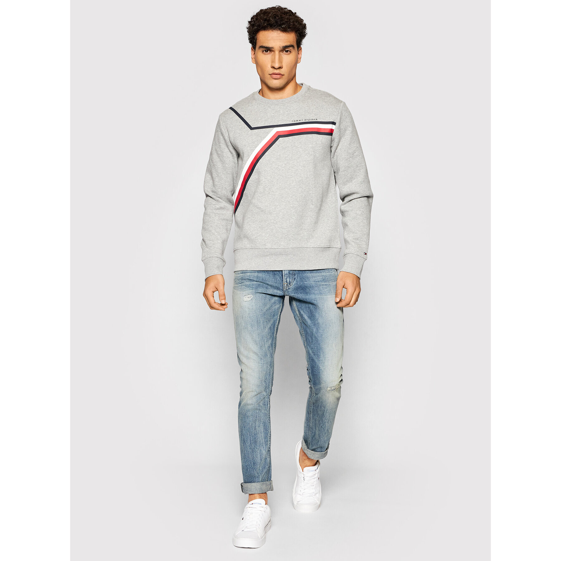 Tommy Hilfiger Суитшърт Split Corp Stripe Crewneck MW0MW21116 Сив Regular Fit - Pepit.bg