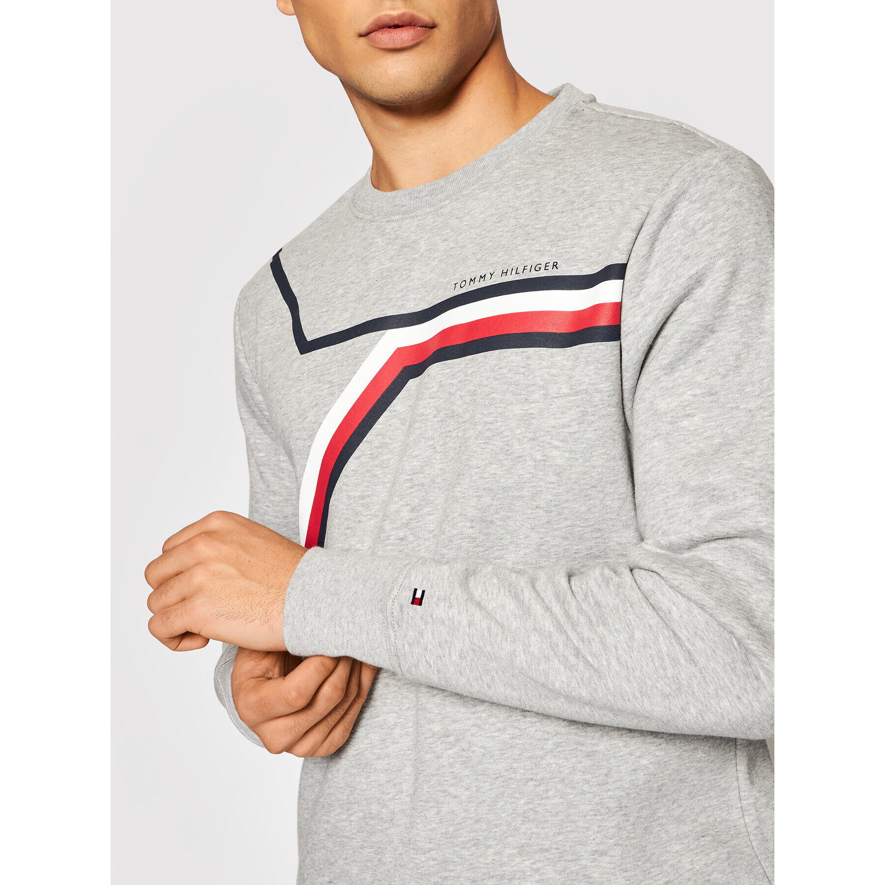 Tommy Hilfiger Суитшърт Split Corp Stripe Crewneck MW0MW21116 Сив Regular Fit - Pepit.bg