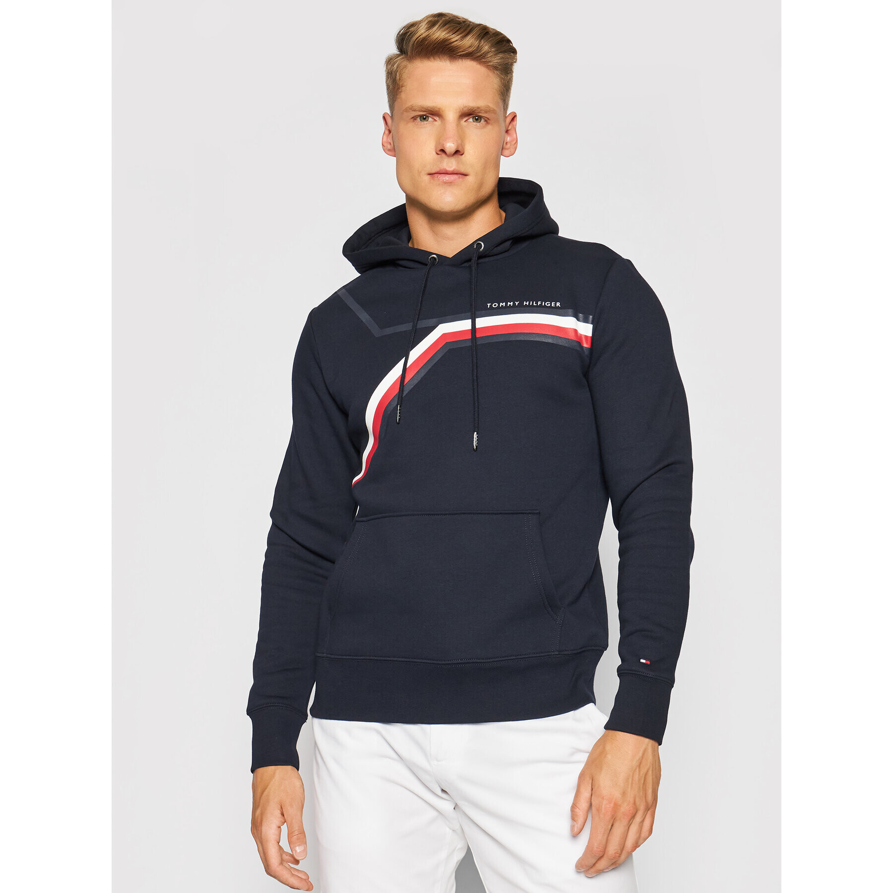 Tommy Hilfiger Суитшърт Split Corp Stripe Hoody MW0MW21115 Тъмносин Regular Fit - Pepit.bg