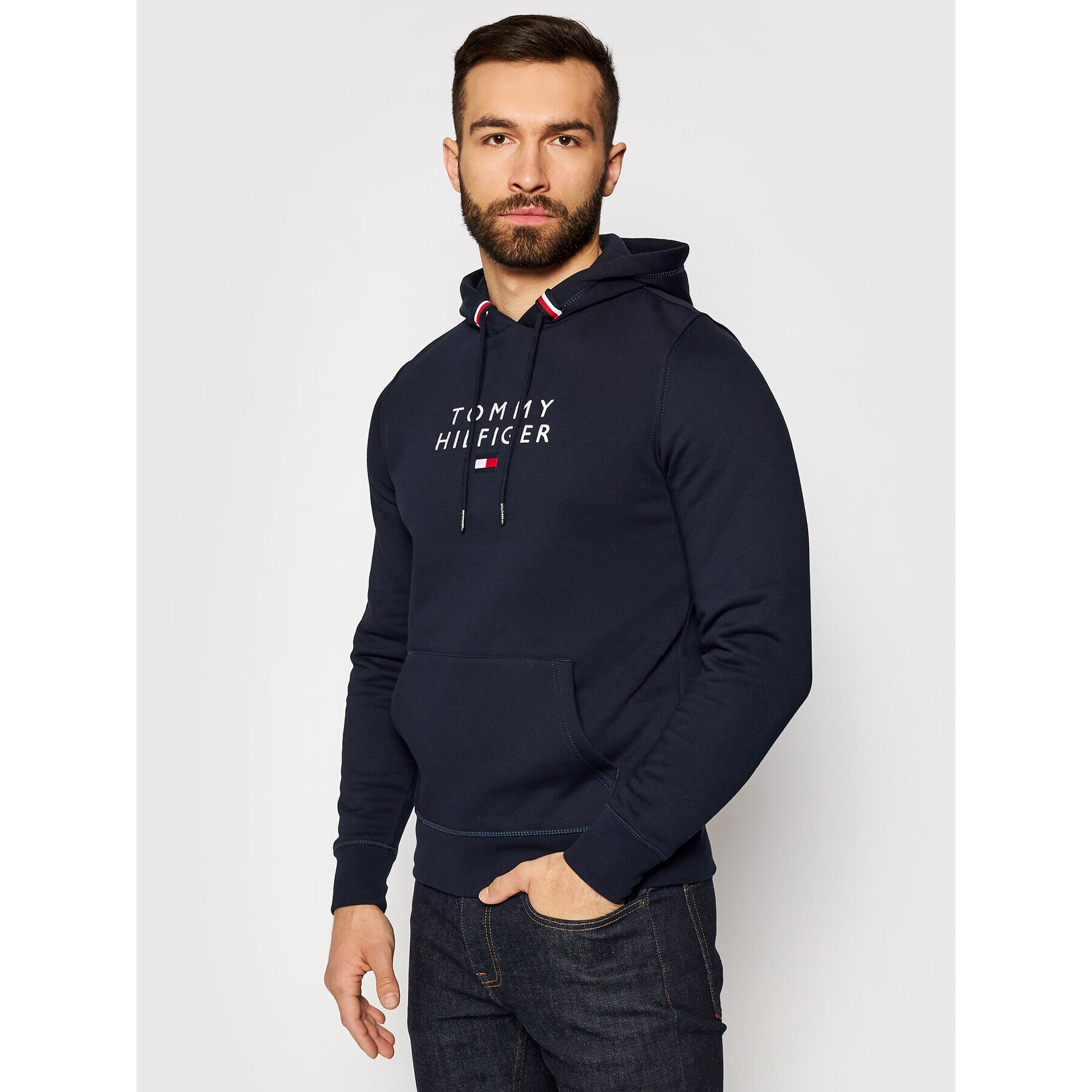 Tommy Hilfiger Суитшърт Stacked Flag MW0MW17397 Тъмносин Regular Fit - Pepit.bg