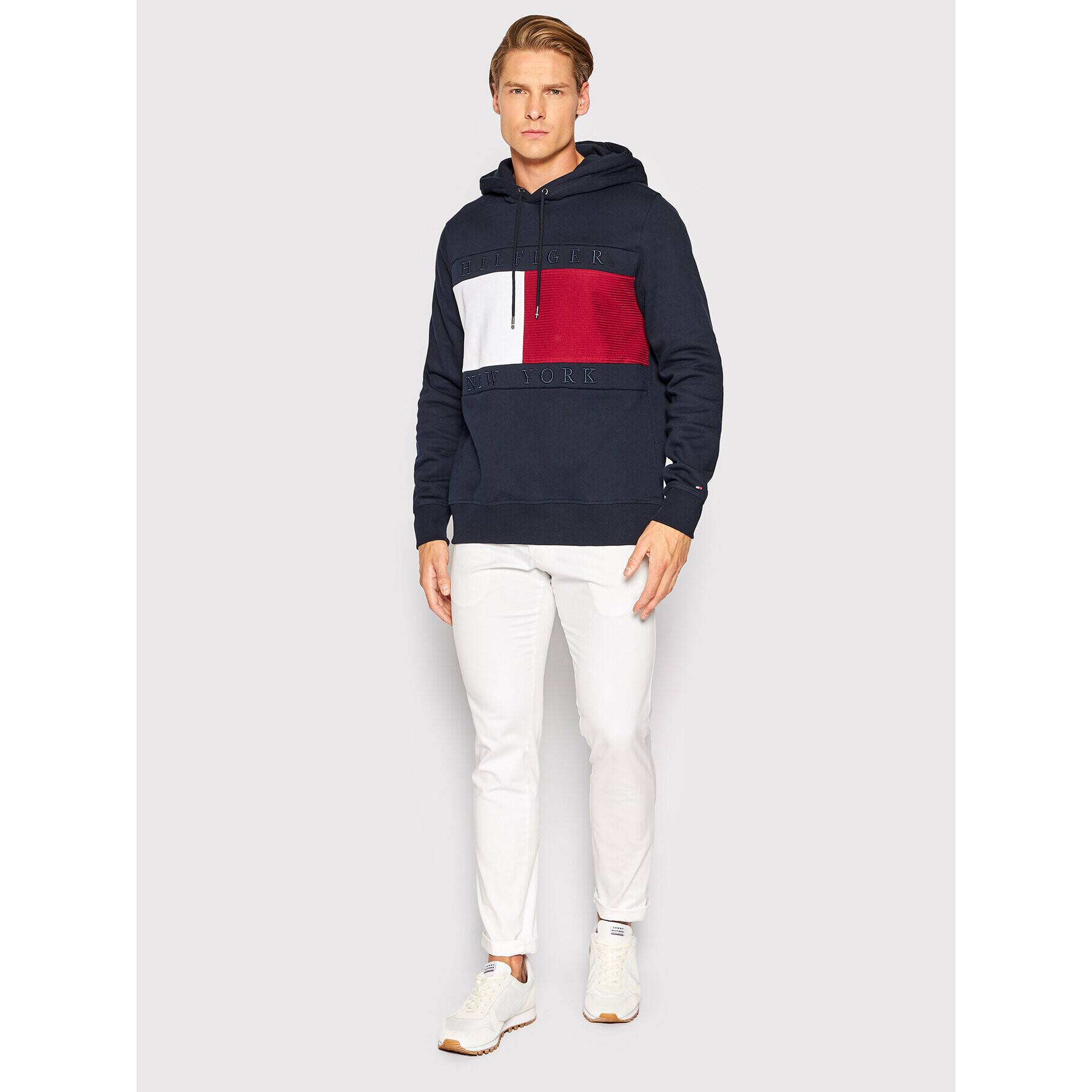 Tommy Hilfiger Суитшърт Structure Flag MW0MW28528 Тъмносин Regular Fit - Pepit.bg