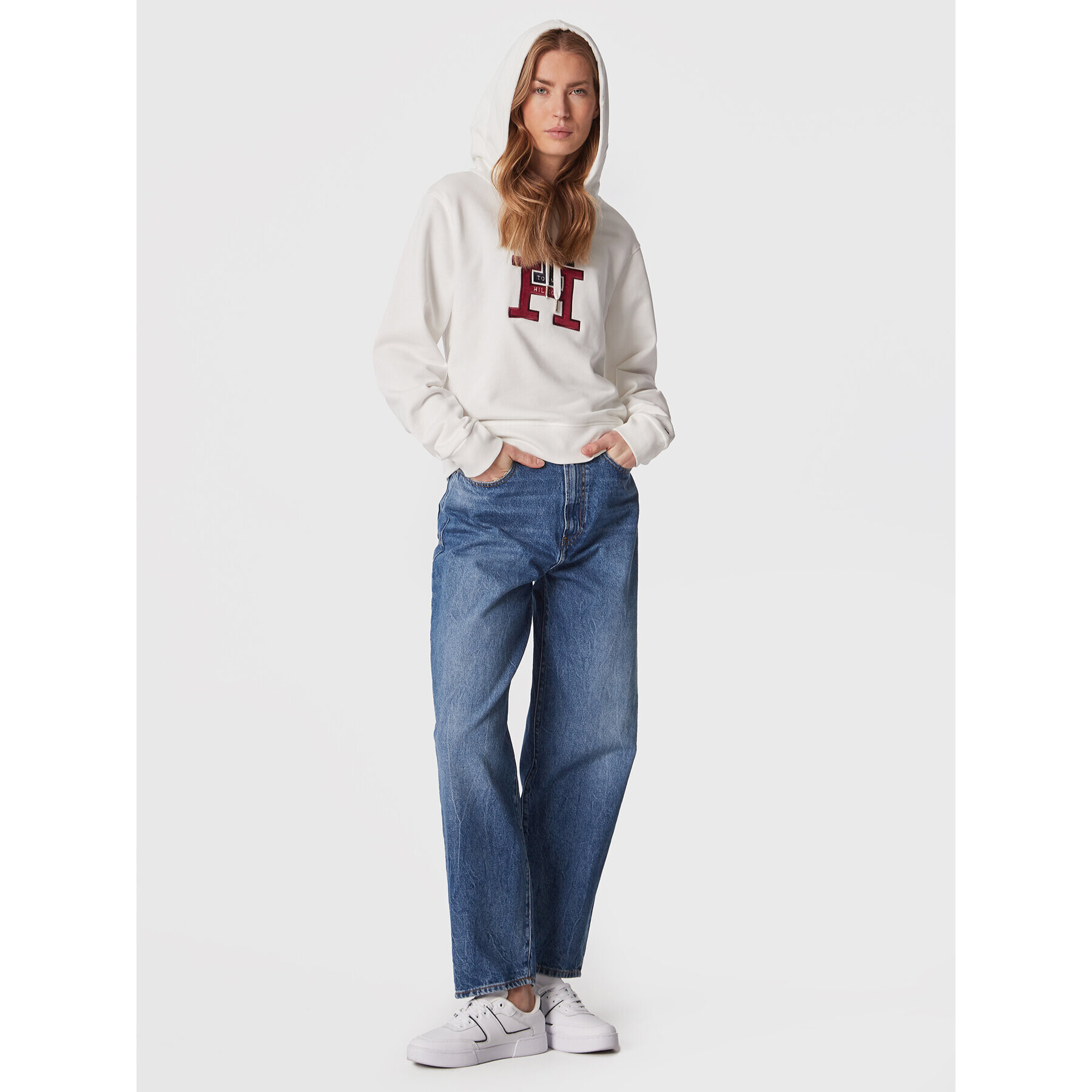Tommy Hilfiger Суитшърт Terry Monogram WW0WW37441 Бял Regular Fit - Pepit.bg