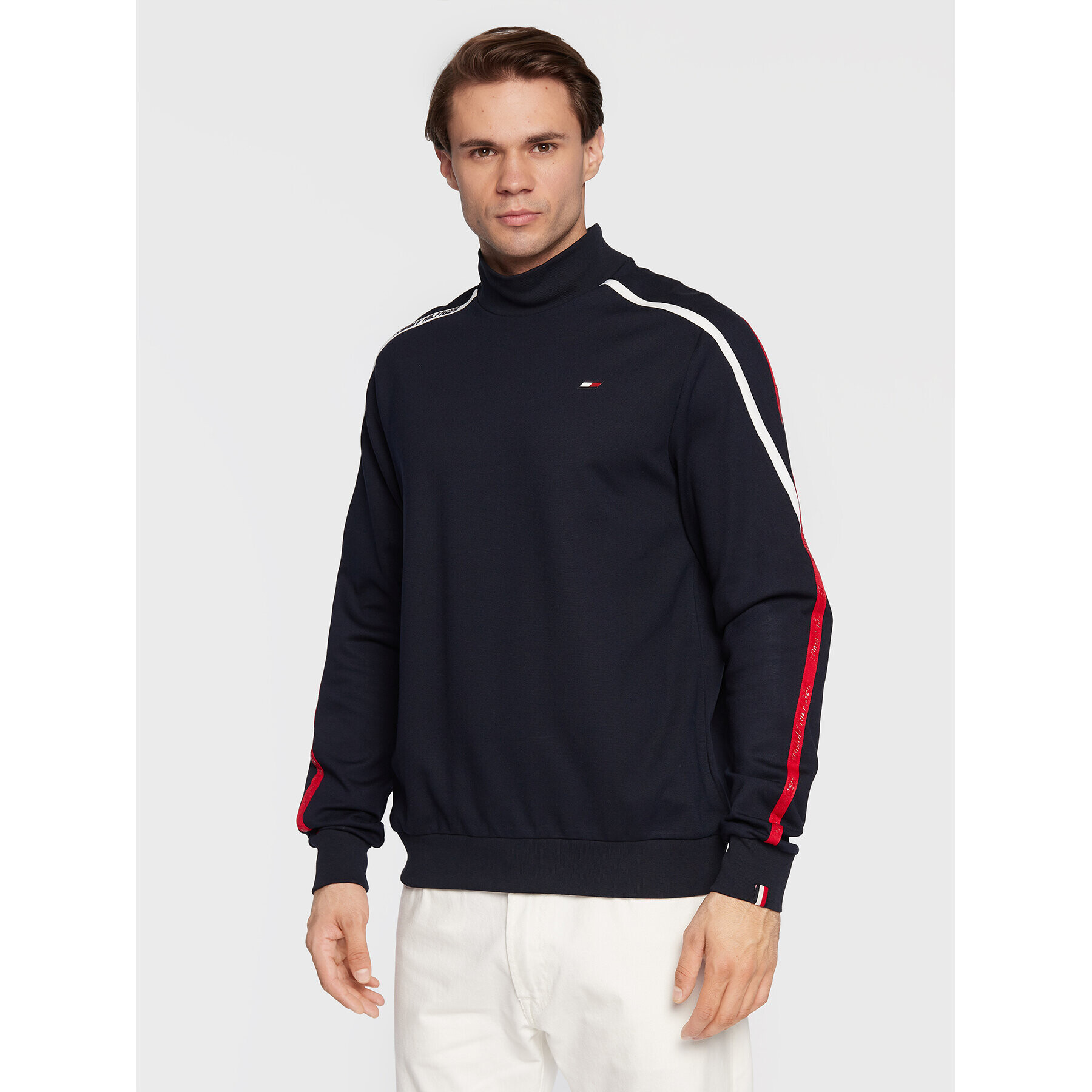 Tommy Hilfiger Суитшърт Trim Mock Neck MW0MW27554 Тъмносин Regular Fit - Pepit.bg