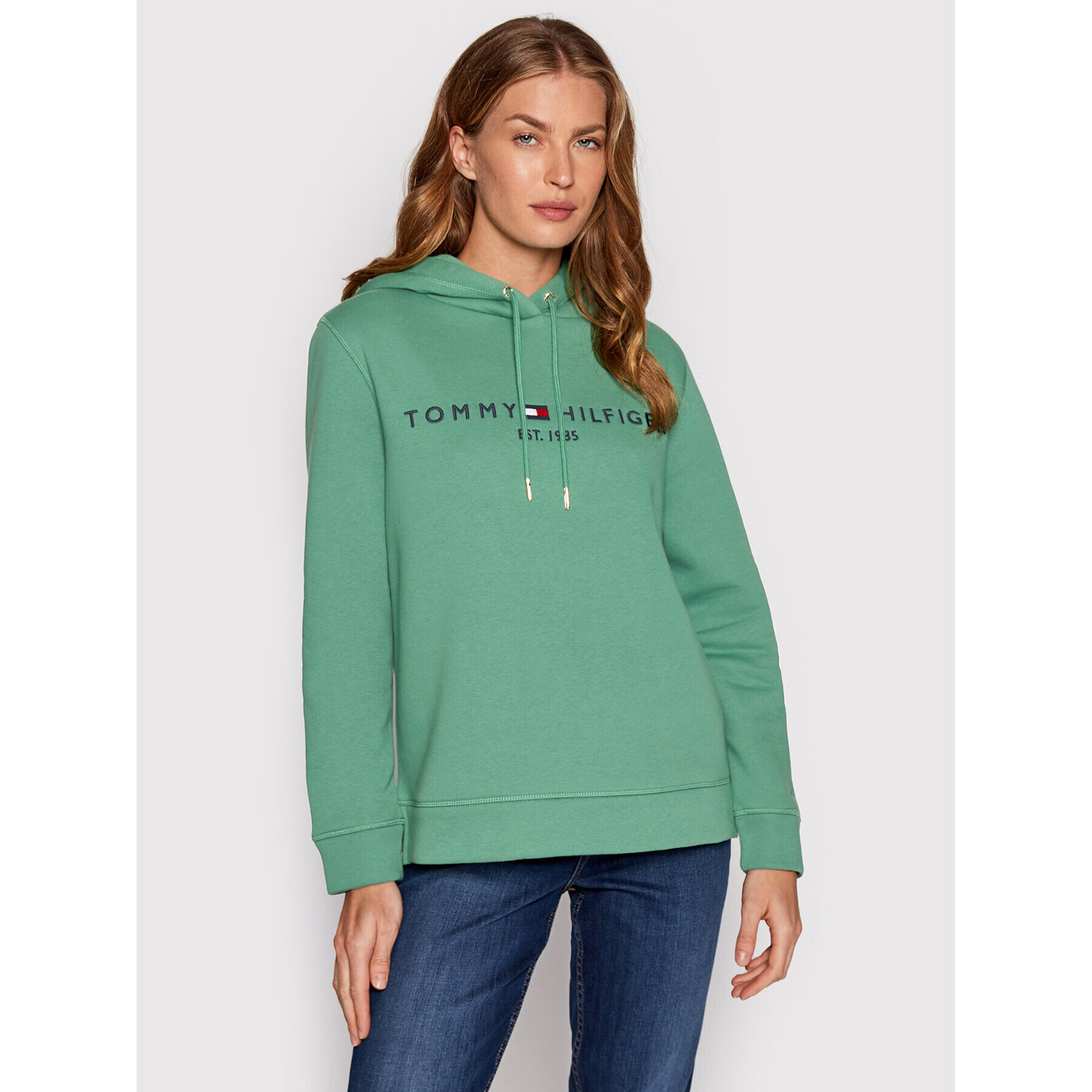 Tommy Hilfiger Суитшърт WW0WW26410 Зелен Regular Fit - Pepit.bg
