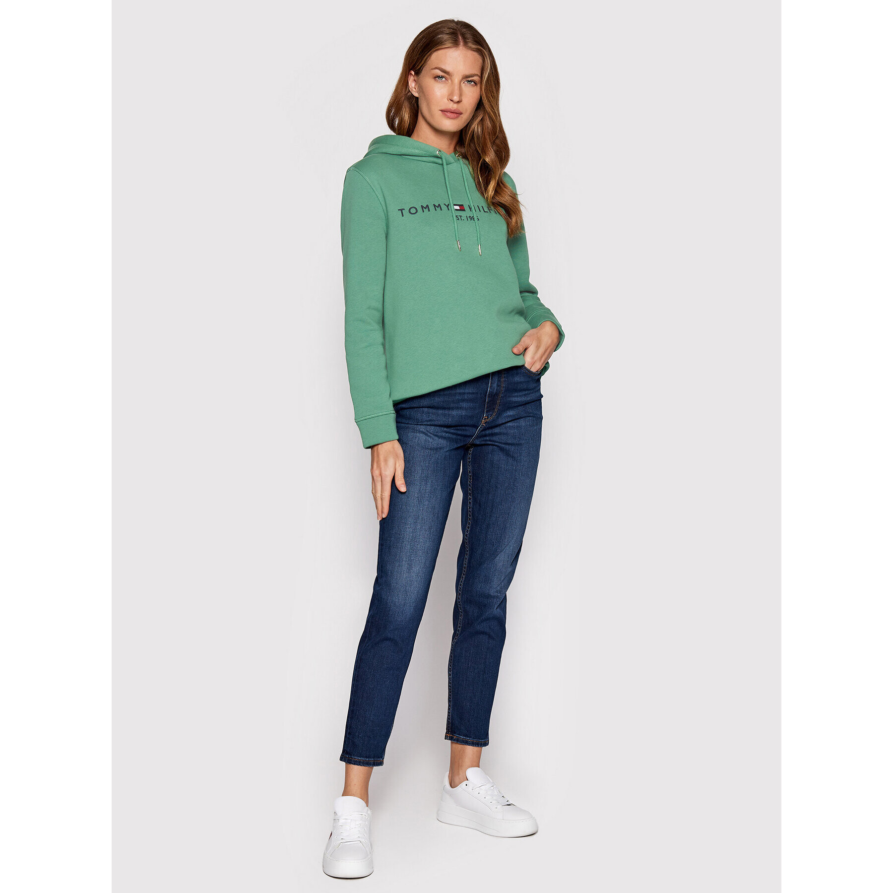 Tommy Hilfiger Суитшърт WW0WW26410 Зелен Regular Fit - Pepit.bg