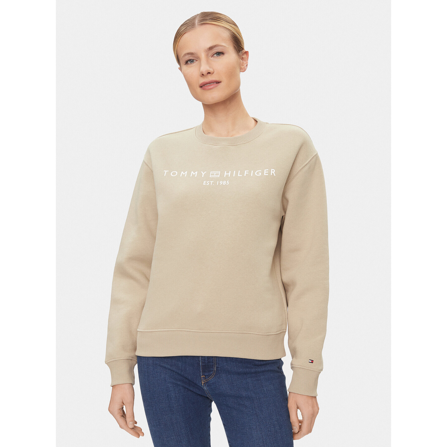 Tommy Hilfiger Суитшърт WW0WW39791 Бежов Regular Fit - Pepit.bg