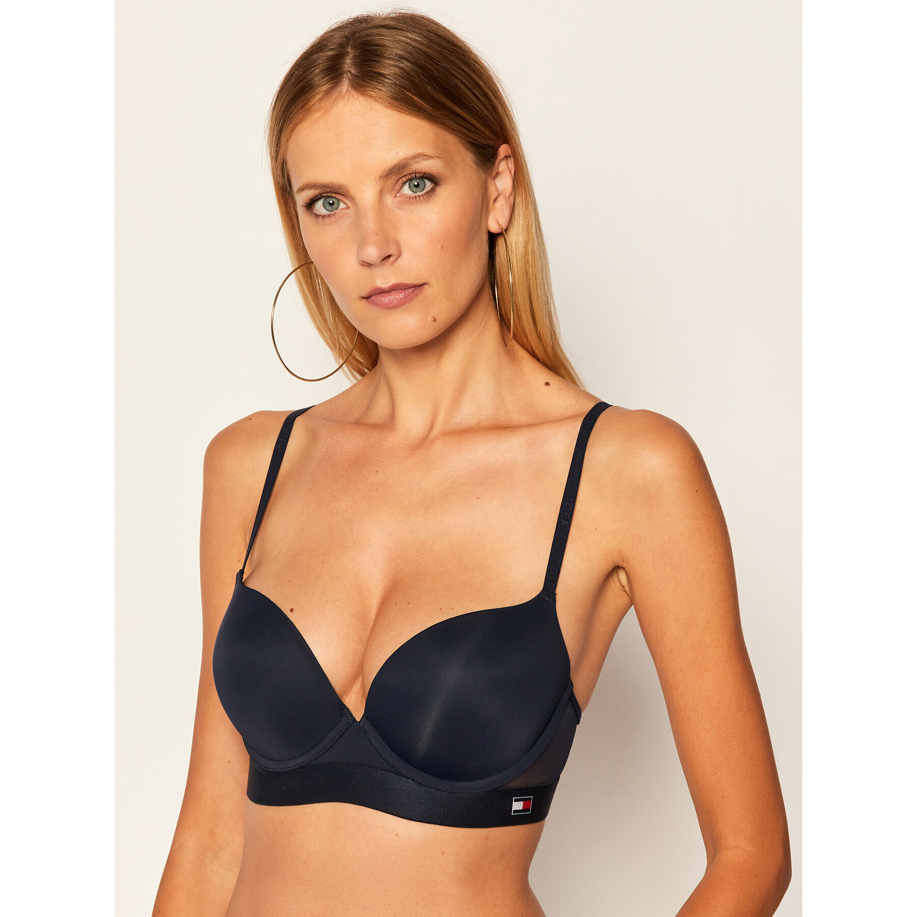 Tommy Hilfiger Сутиен push-up Longline UW0UW01233 Тъмносин - Pepit.bg