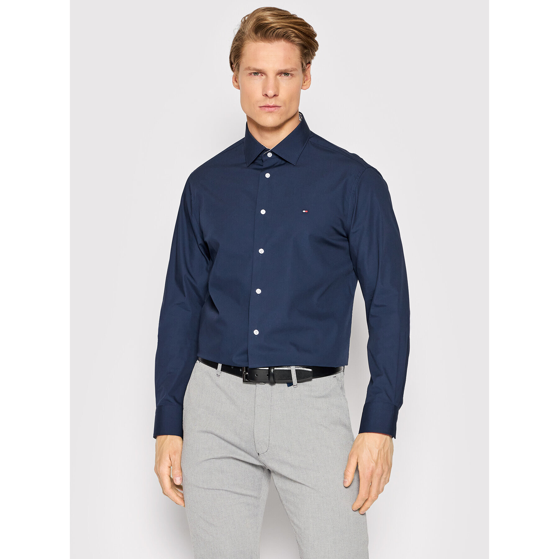 Tommy Hilfiger Tailored Риза Cl Solid Poplin MW0MW21728 Тъмносин Regular Fit - Pepit.bg