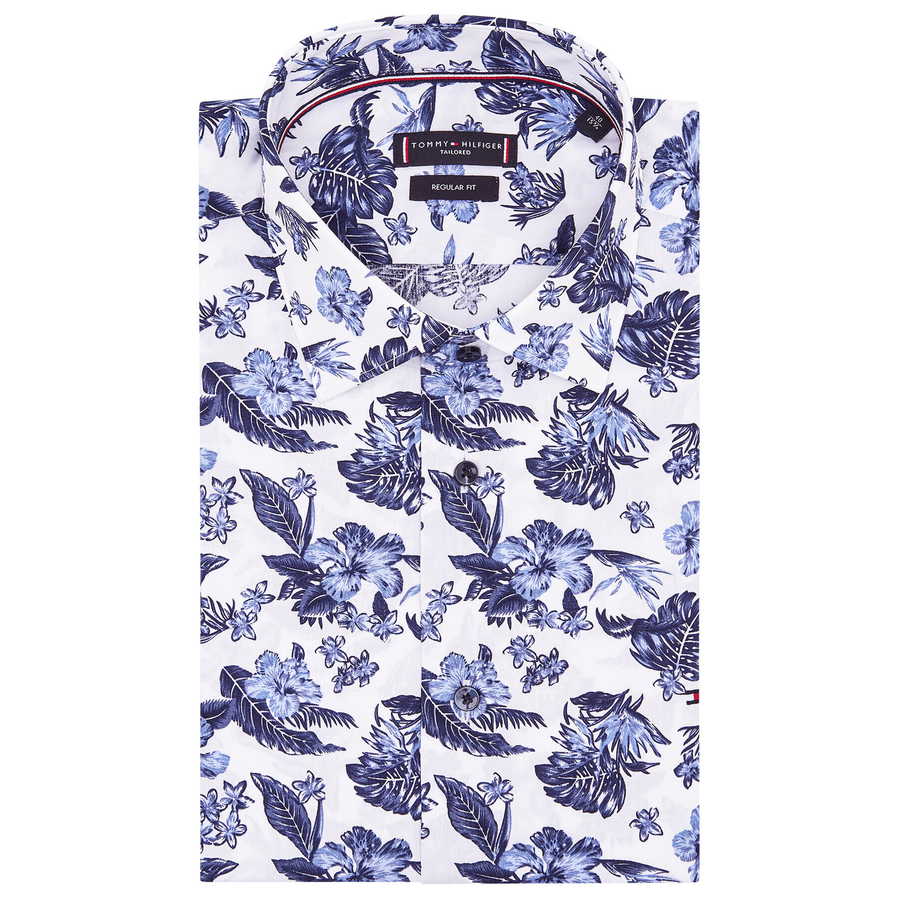 Tommy Hilfiger Tailored Риза Large Floral Print MW0MW18449 Бял Regular Fit - Pepit.bg