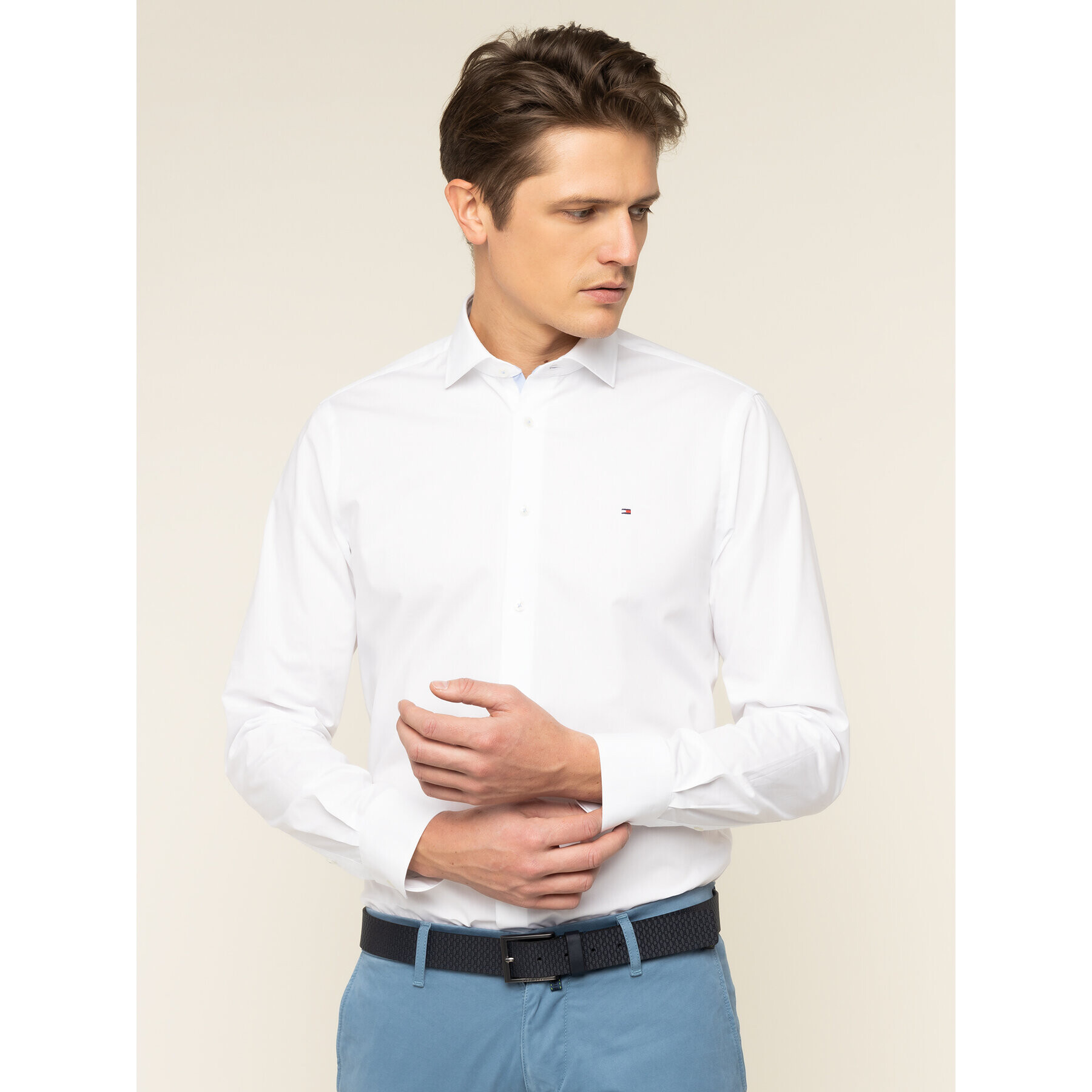 Tommy Hilfiger Риза Poplin Classic TT0TT06391 Бял Slim Fit - Pepit.bg