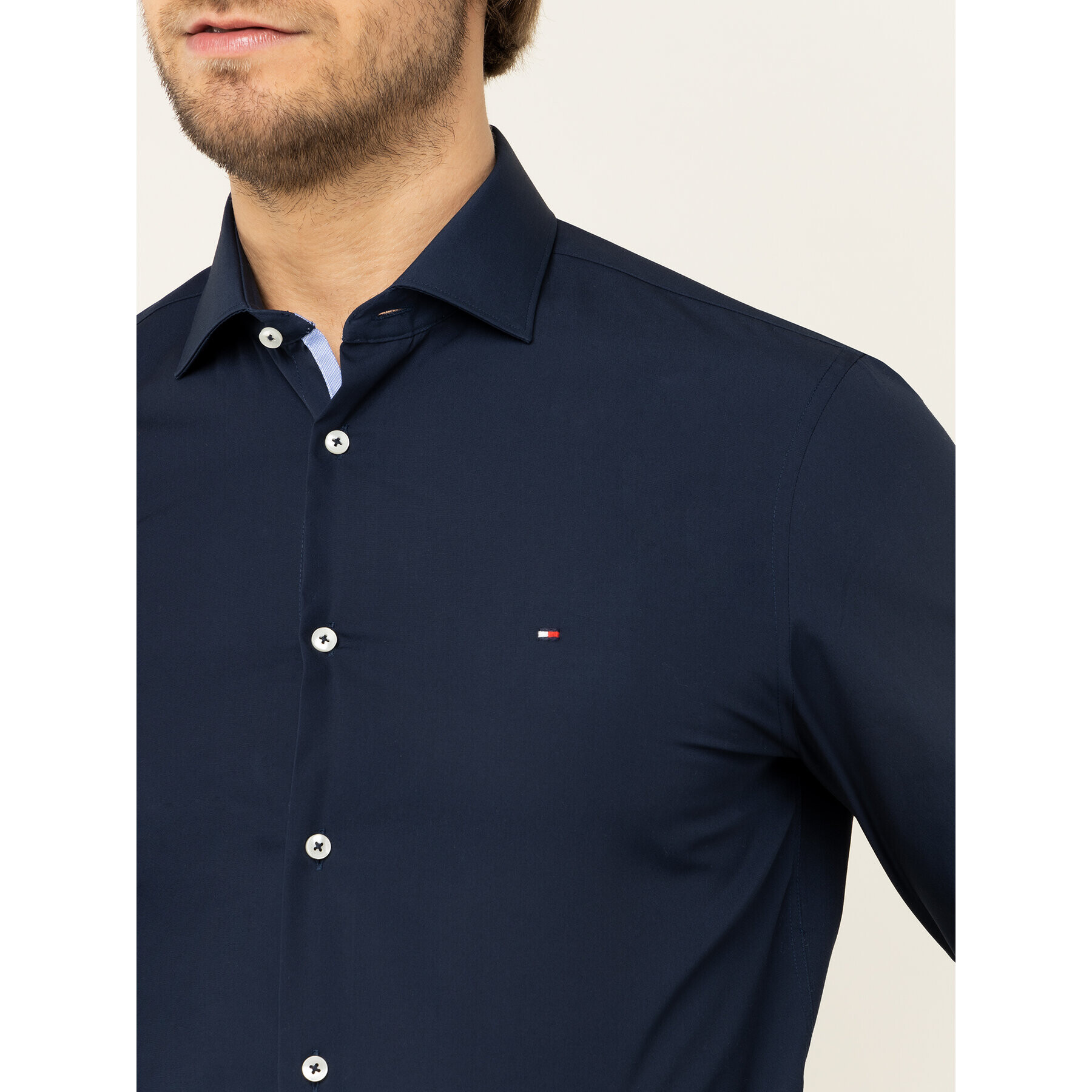 Tommy Hilfiger Tailored Риза Poplin Classic TT0TT06391 Тъмносин Slim Fit - Pepit.bg