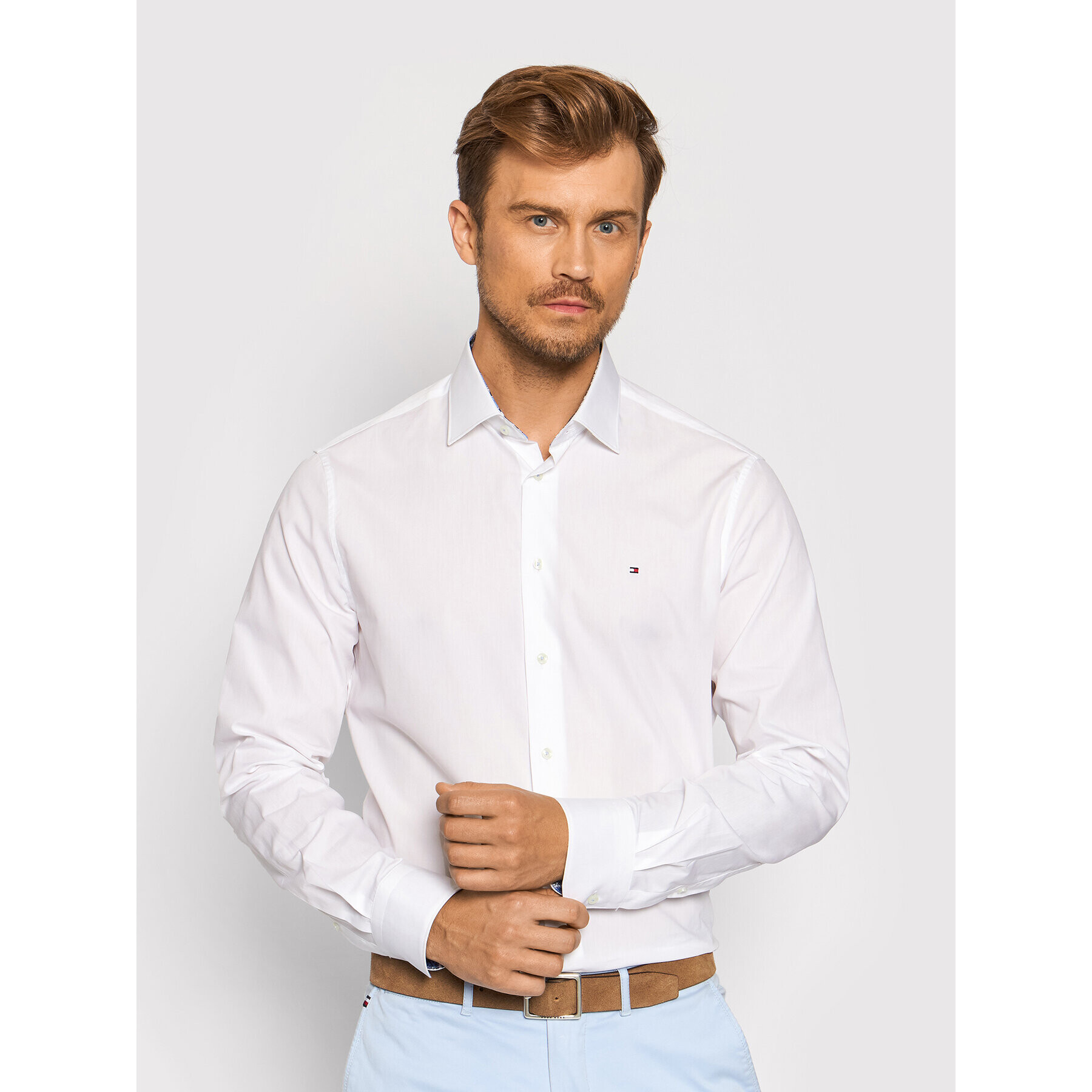 Tommy Hilfiger Tailored Риза Solid Poplin MW0MW19182 Бял Regular Fit - Pepit.bg