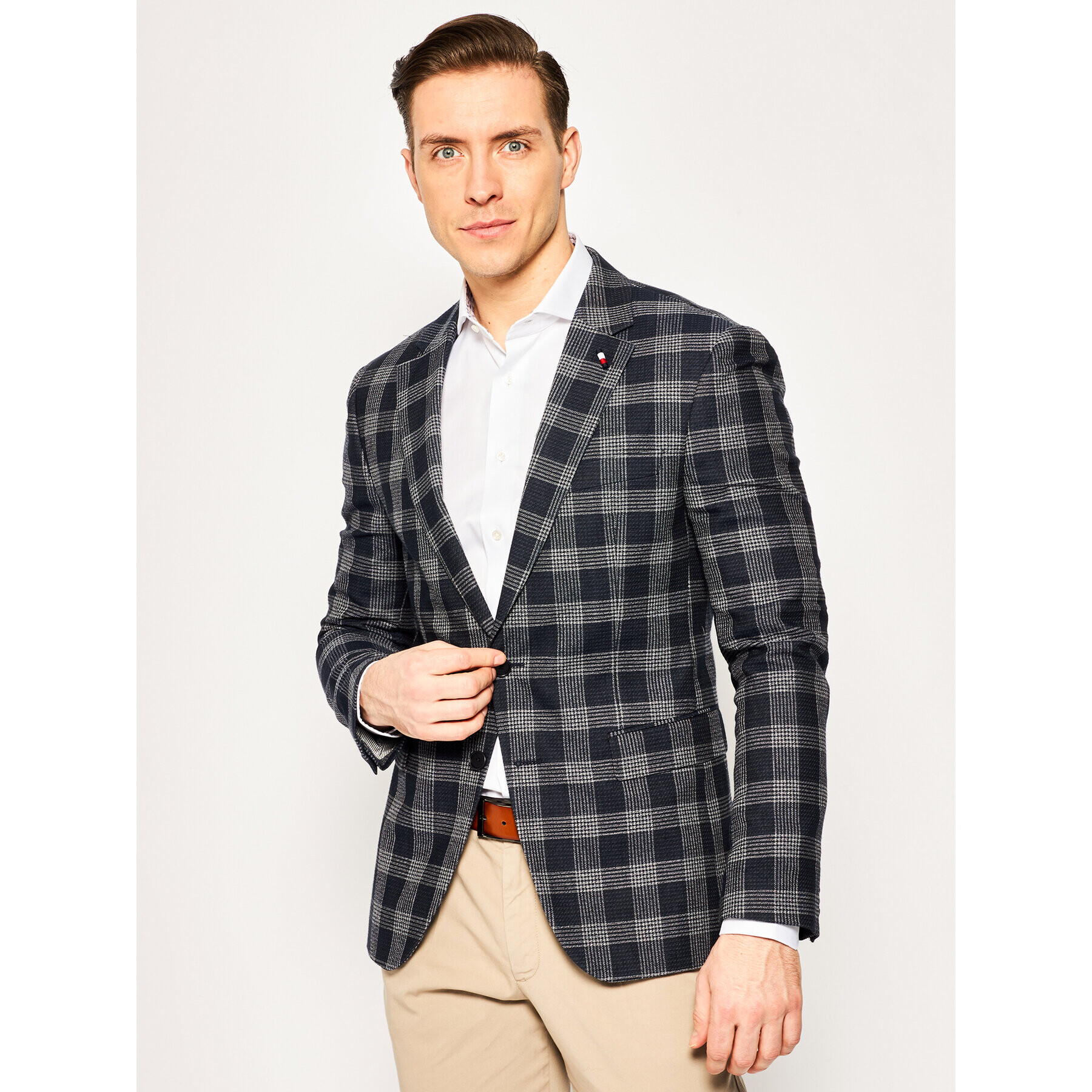 Tommy Hilfiger Сако Check Blazer TT0TT06921 Тъмносин Slim Fit - Pepit.bg