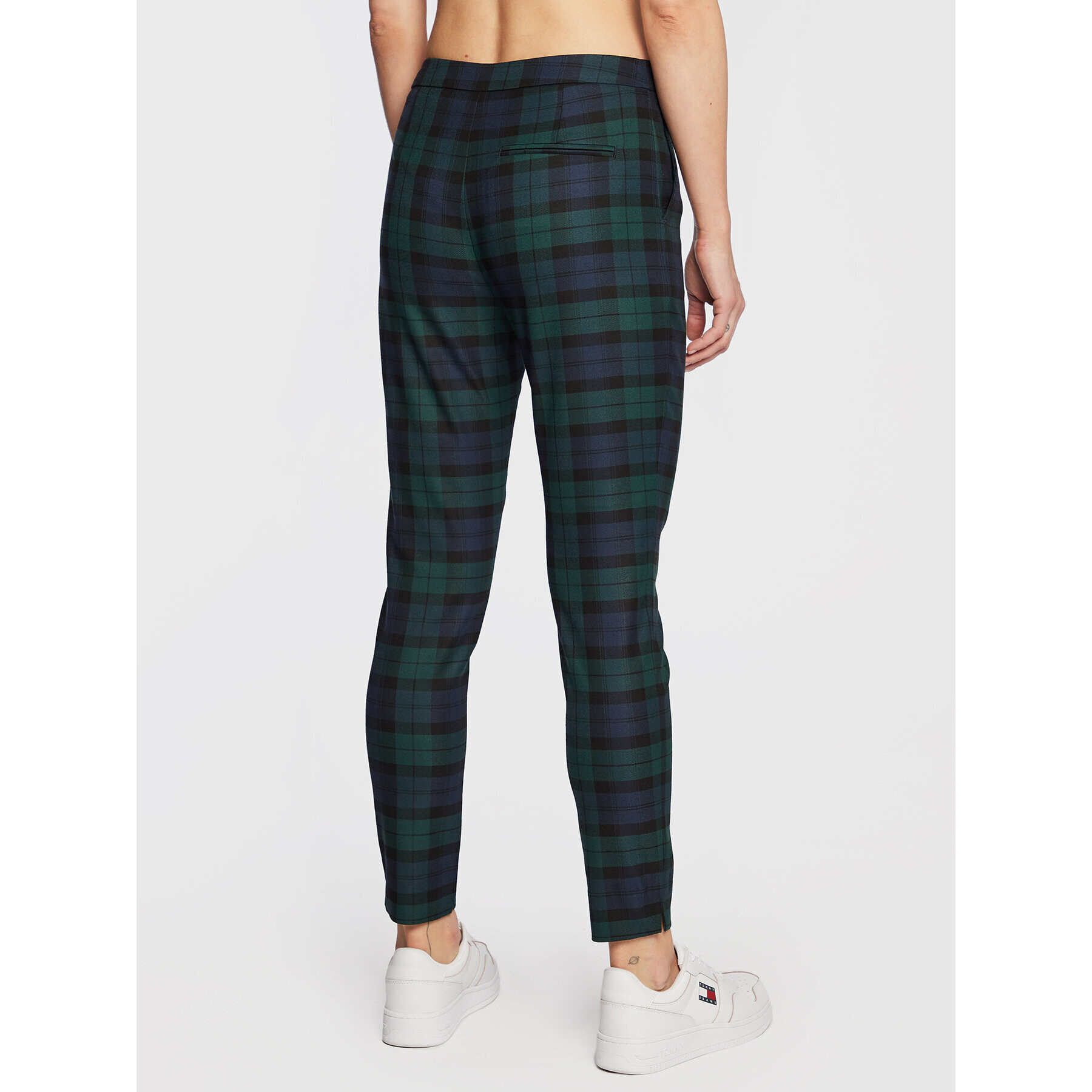 Tommy Hilfiger Текстилни панталони Blend Tartan WW0WW37289 Зелен Slim Fit - Pepit.bg