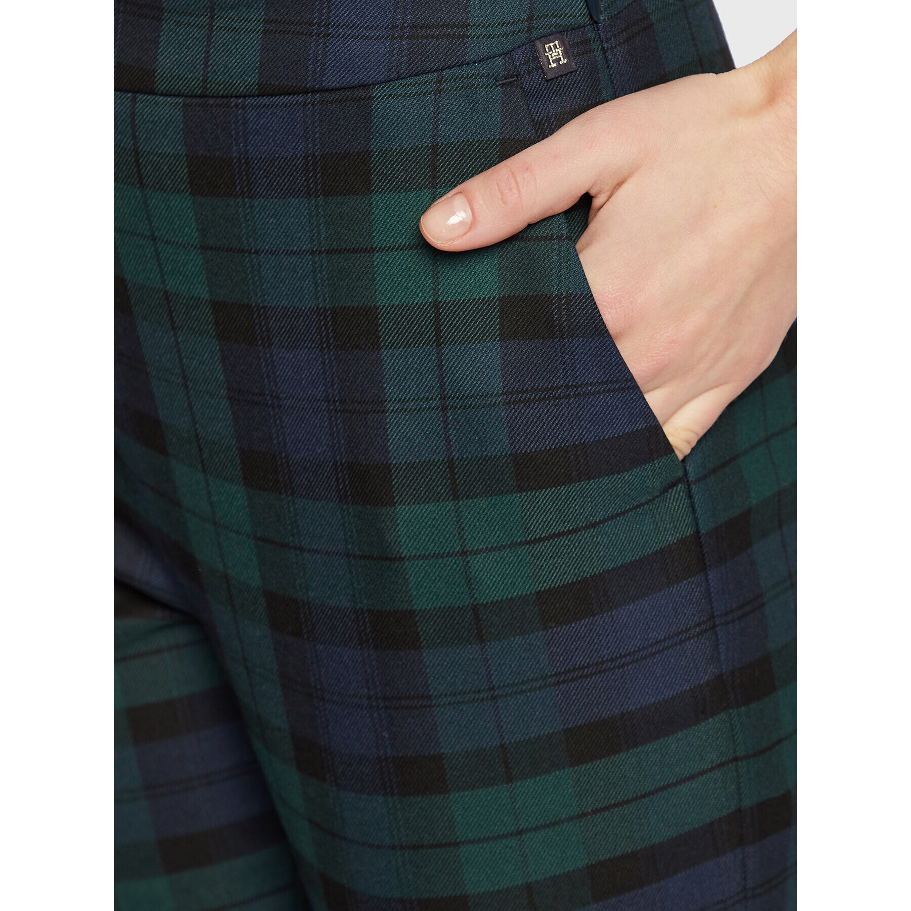 Tommy Hilfiger Текстилни панталони Blend Tartan WW0WW37289 Зелен Slim Fit - Pepit.bg