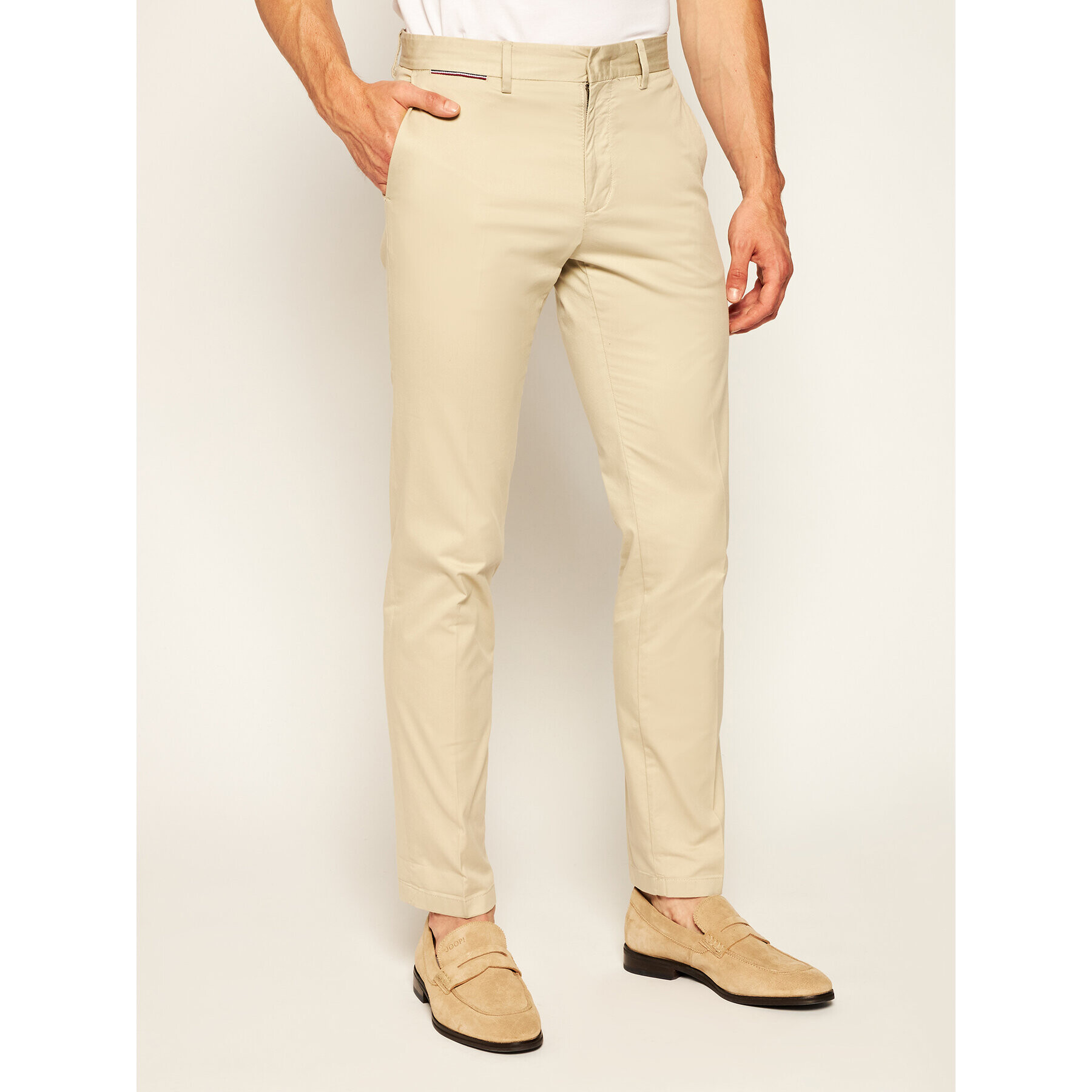 Tommy Hilfiger Текстилни панталони Denton Chino Summer Twill Flex MW0MW13299 Бежов Regular Fit - Pepit.bg