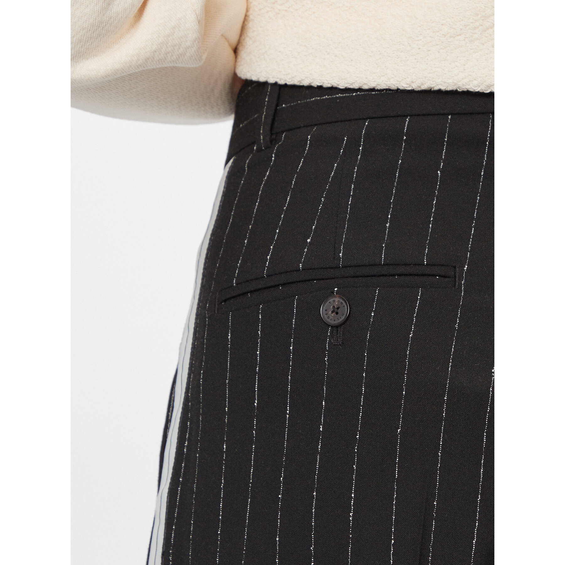 Tommy Hilfiger Текстилни панталони Relaxed Straight Pinstripe Pant WW0WW40513 Черен Straight Fit - Pepit.bg