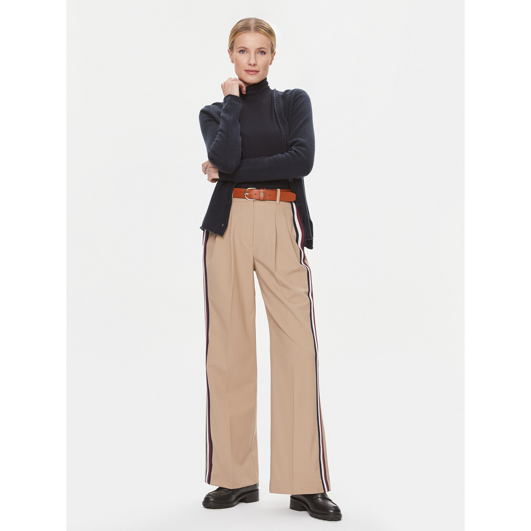 Tommy Hilfiger Текстилни панталони WW0WW39075 Бежов Wide Leg - Pepit.bg