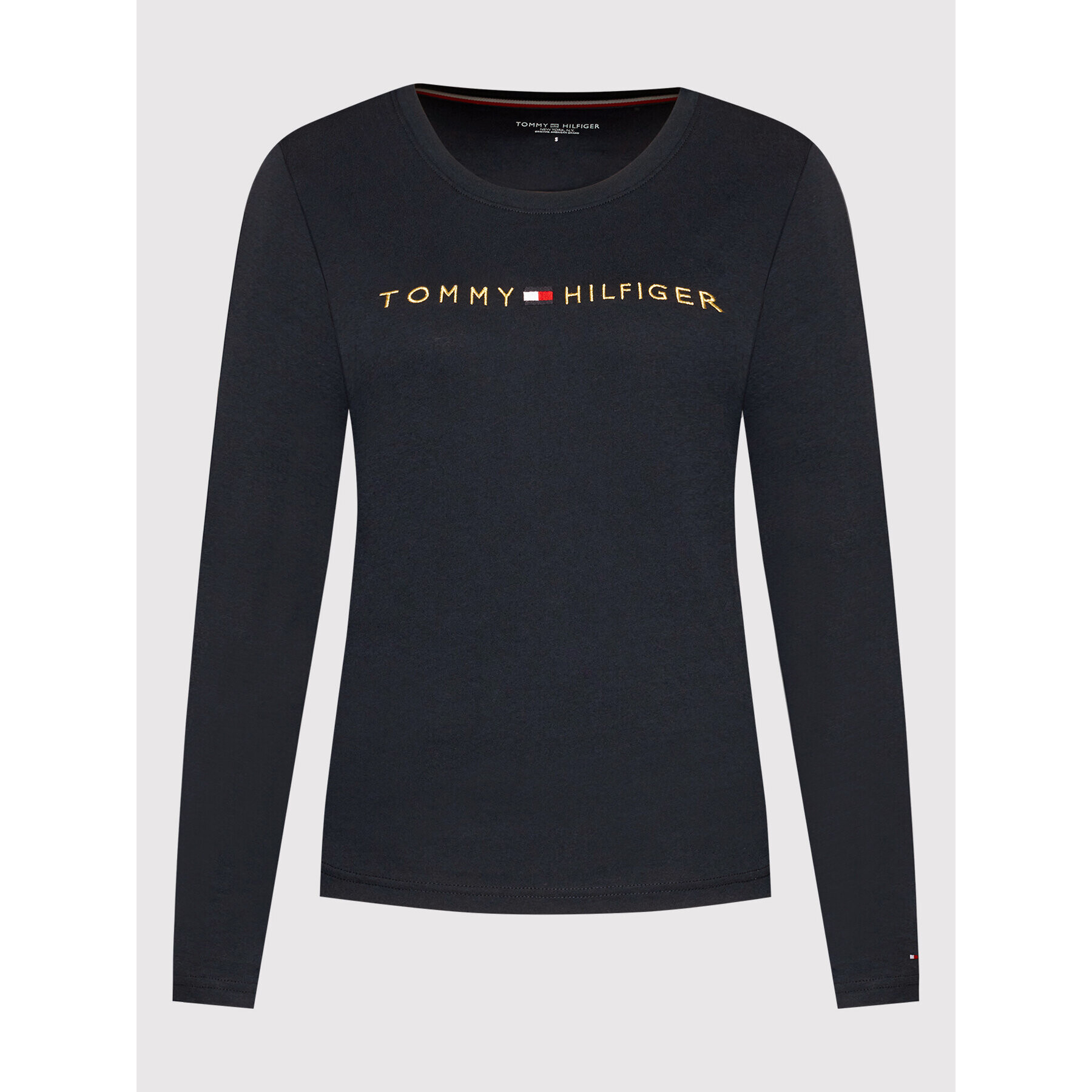 Tommy Hilfiger Тениска на пижама Ls Logo UW0UW01908 Тъмносин Regular Fit - Pepit.bg