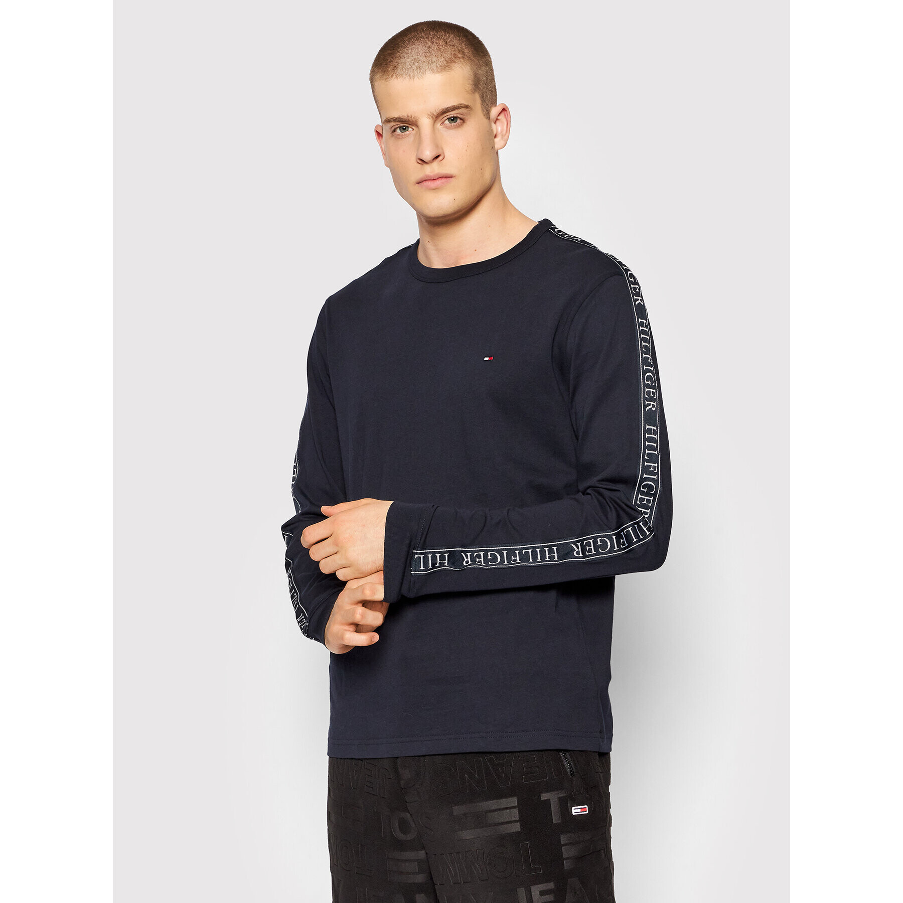 Tommy Hilfiger Тениска с дълъг ръкав Branded Tape MW0MW20355 Тъмносин Regular Fit - Pepit.bg