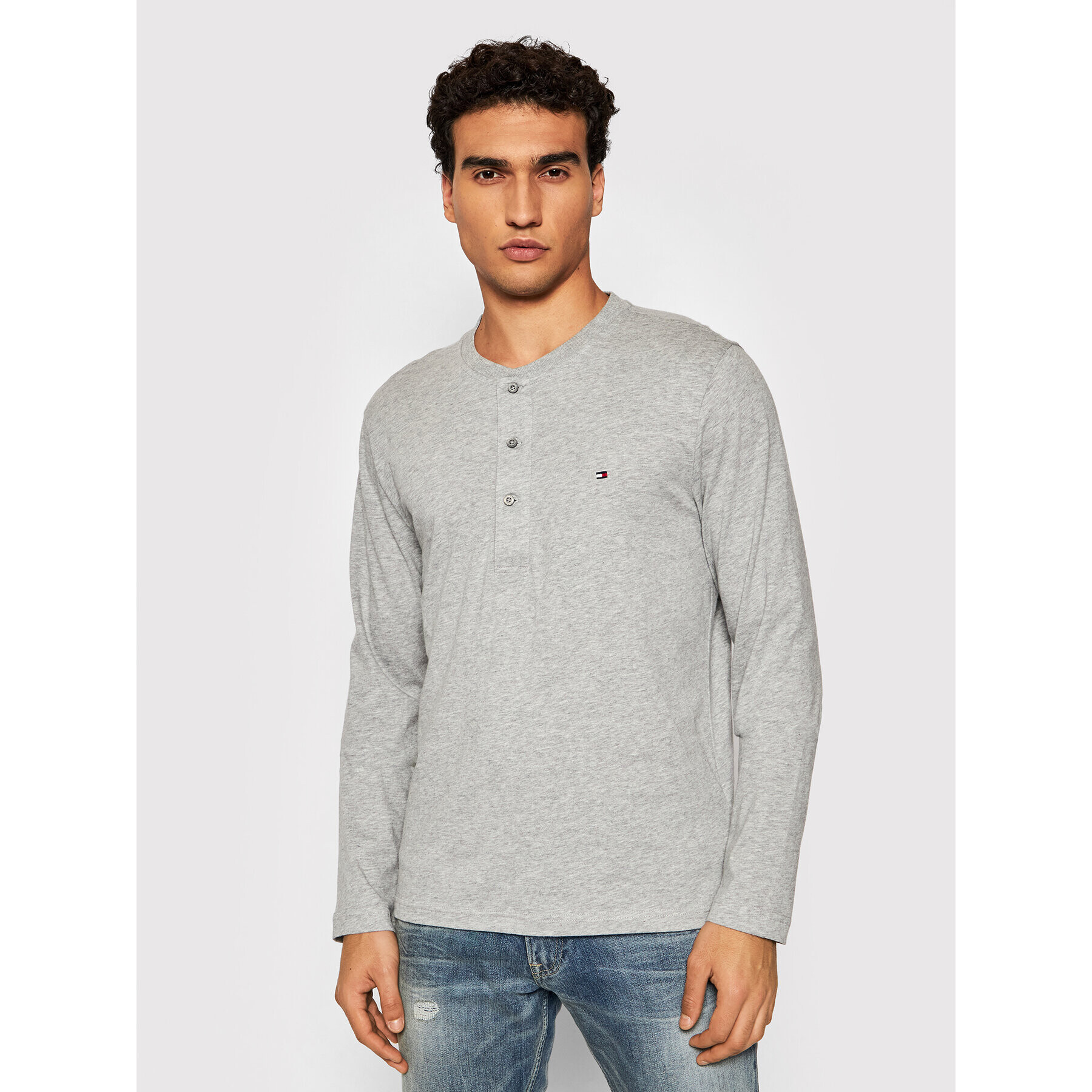 Tommy Hilfiger Тениска с дълъг ръкав Classic Henley MW0MW20159 Сив Regular Fit - Pepit.bg