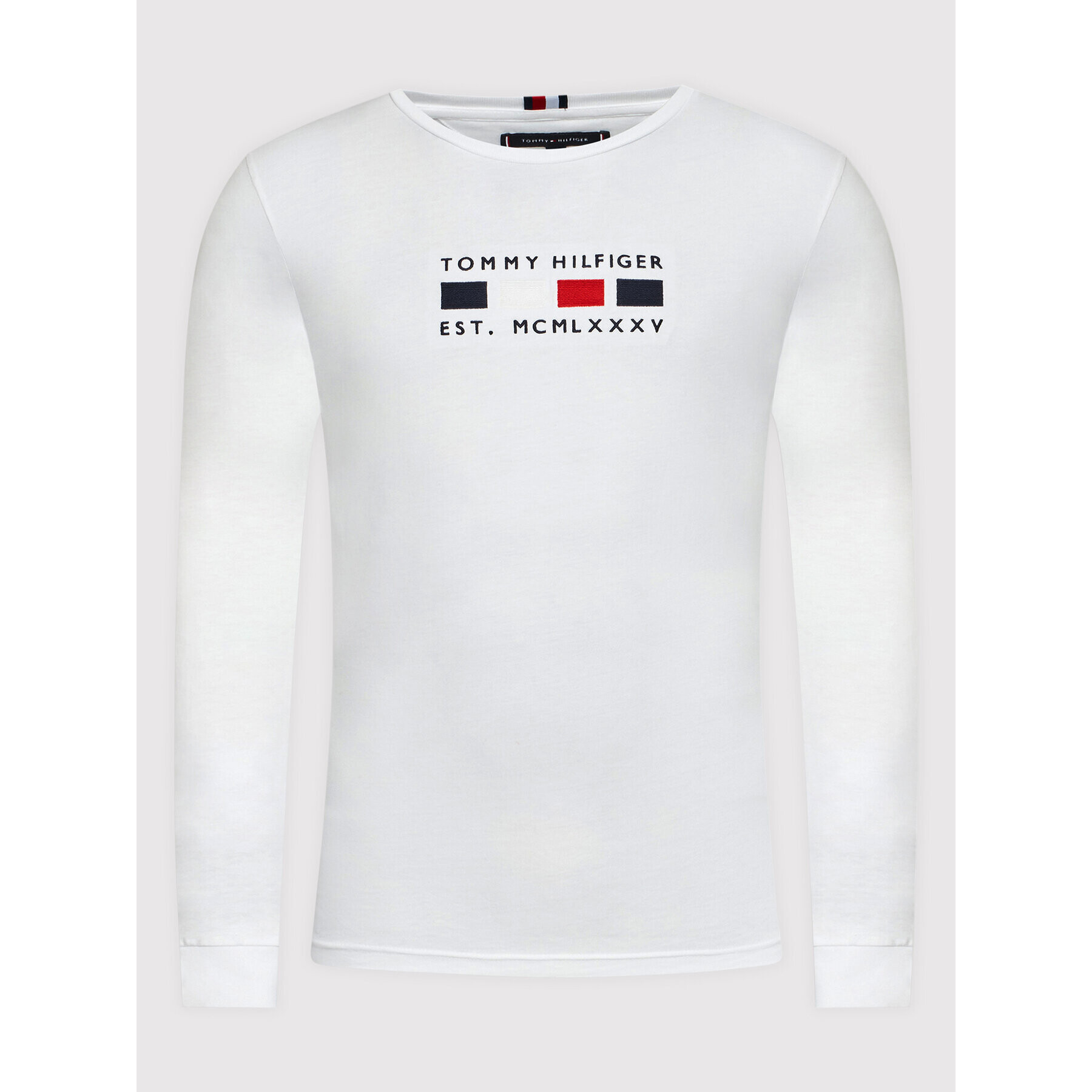 Tommy Hilfiger Тениска с дълъг ръкав Four Flags MW0MW20163 Бял Regular Fit - Pepit.bg