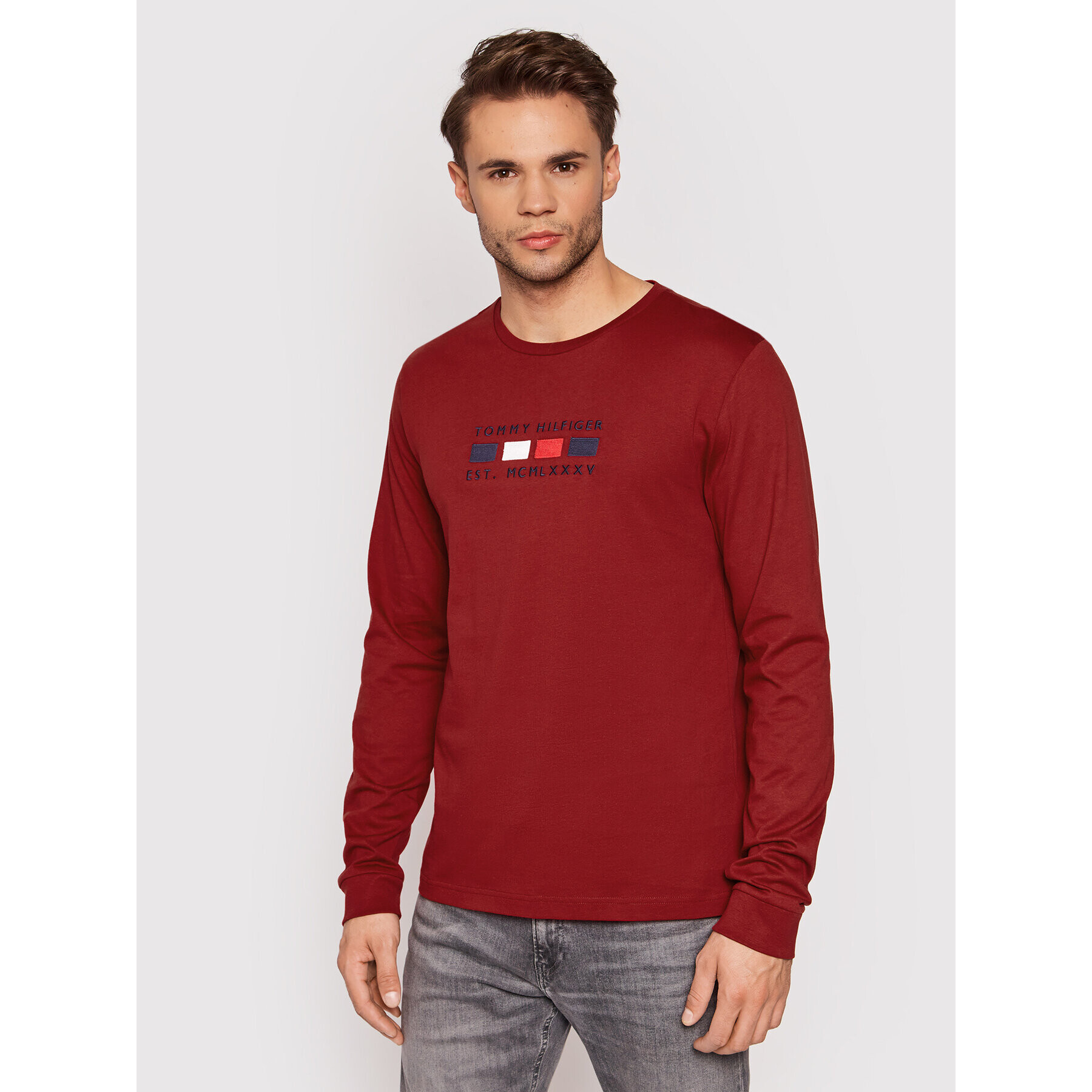 Tommy Hilfiger Тениска с дълъг ръкав Four Flags MW0MW20163 Червен Regular Fit - Pepit.bg