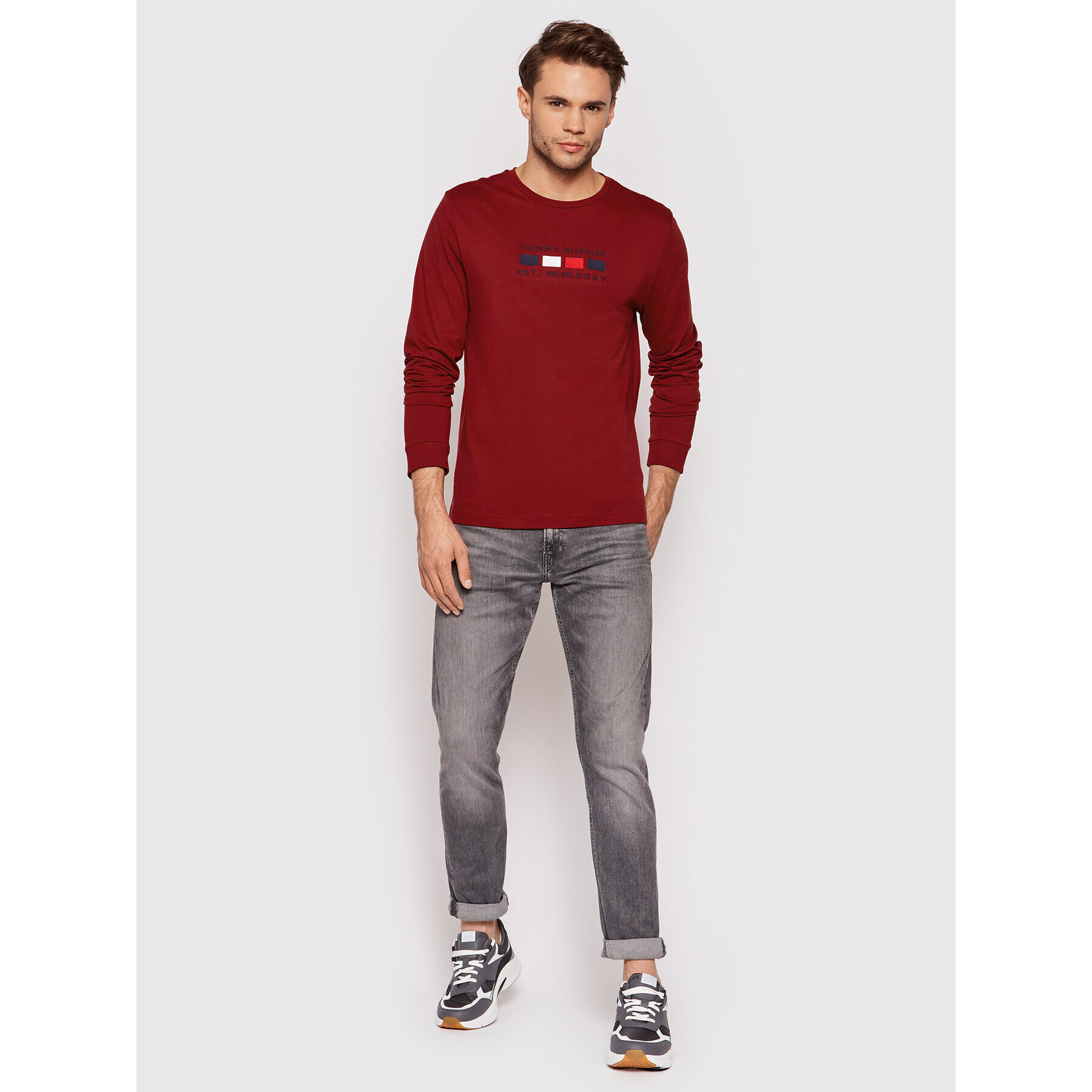 Tommy Hilfiger Тениска с дълъг ръкав Four Flags MW0MW20163 Червен Regular Fit - Pepit.bg