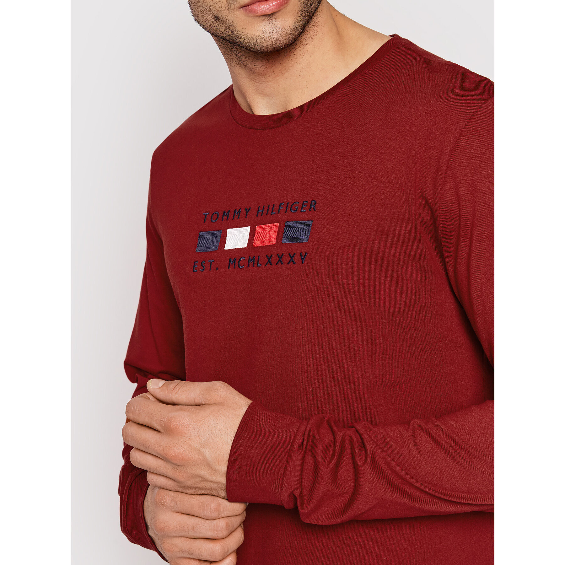 Tommy Hilfiger Тениска с дълъг ръкав Four Flags MW0MW20163 Червен Regular Fit - Pepit.bg