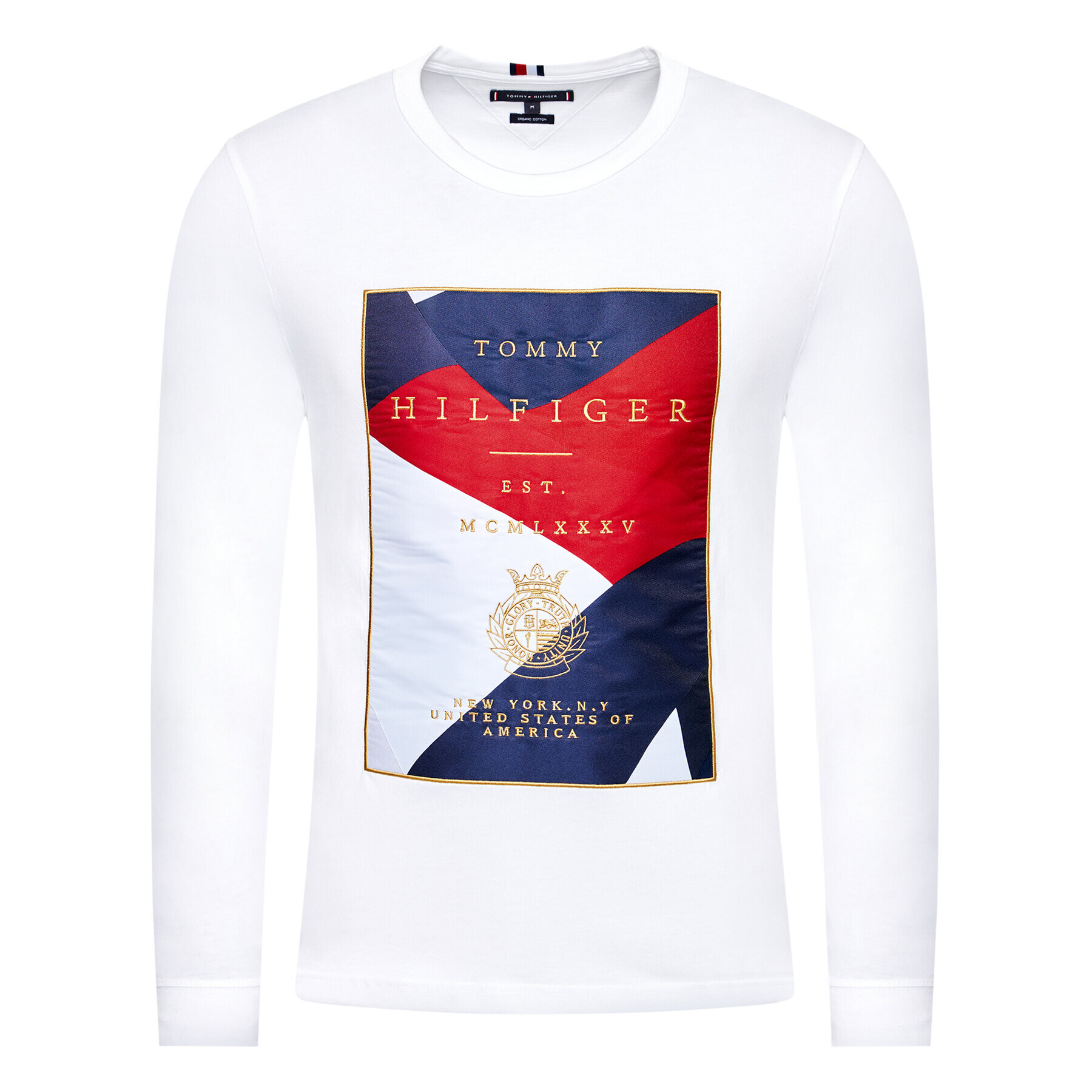 Tommy Hilfiger Тениска с дълъг ръкав Icon Patch MW0MW18427 Бял Regular Fit - Pepit.bg