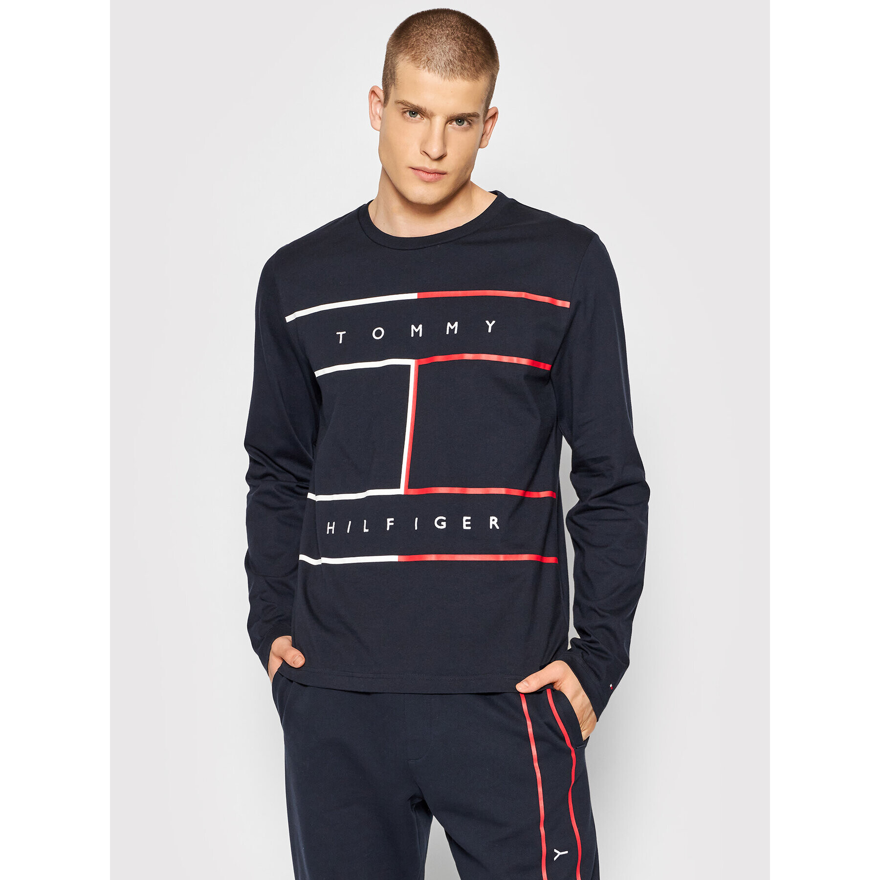 Tommy Hilfiger Тениска с дълъг ръкав Large Rwb Flag MW0MW25053 Тъмносин Regular Fit - Pepit.bg