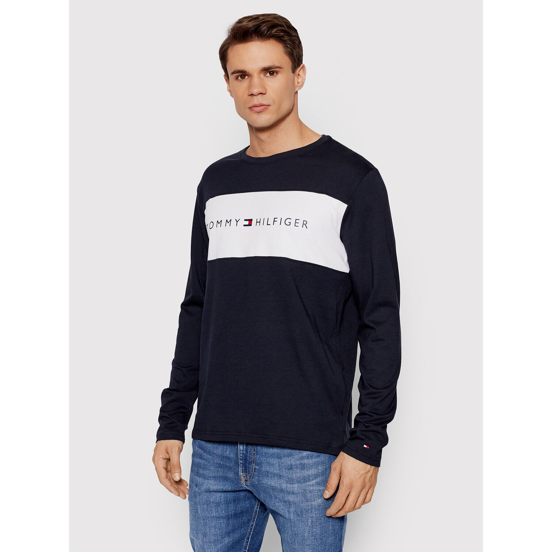 Tommy Hilfiger Тениска с дълъг ръкав Logo Flag UM0UM01906 Тъмносин Regular Fit - Pepit.bg