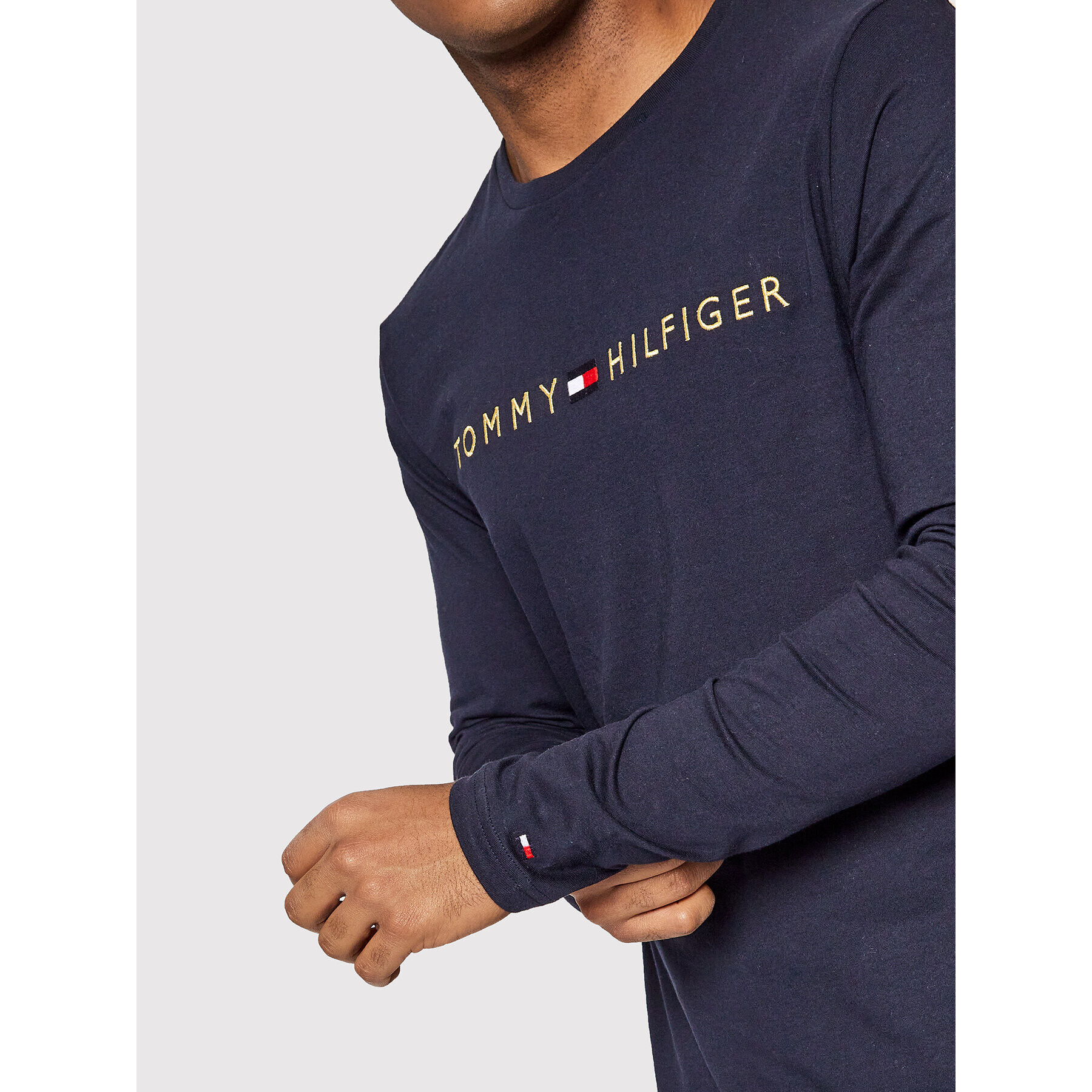 Tommy Hilfiger Тениска с дълъг ръкав Logo Gold UM0UM01640 Тъмносин Regular Fit - Pepit.bg