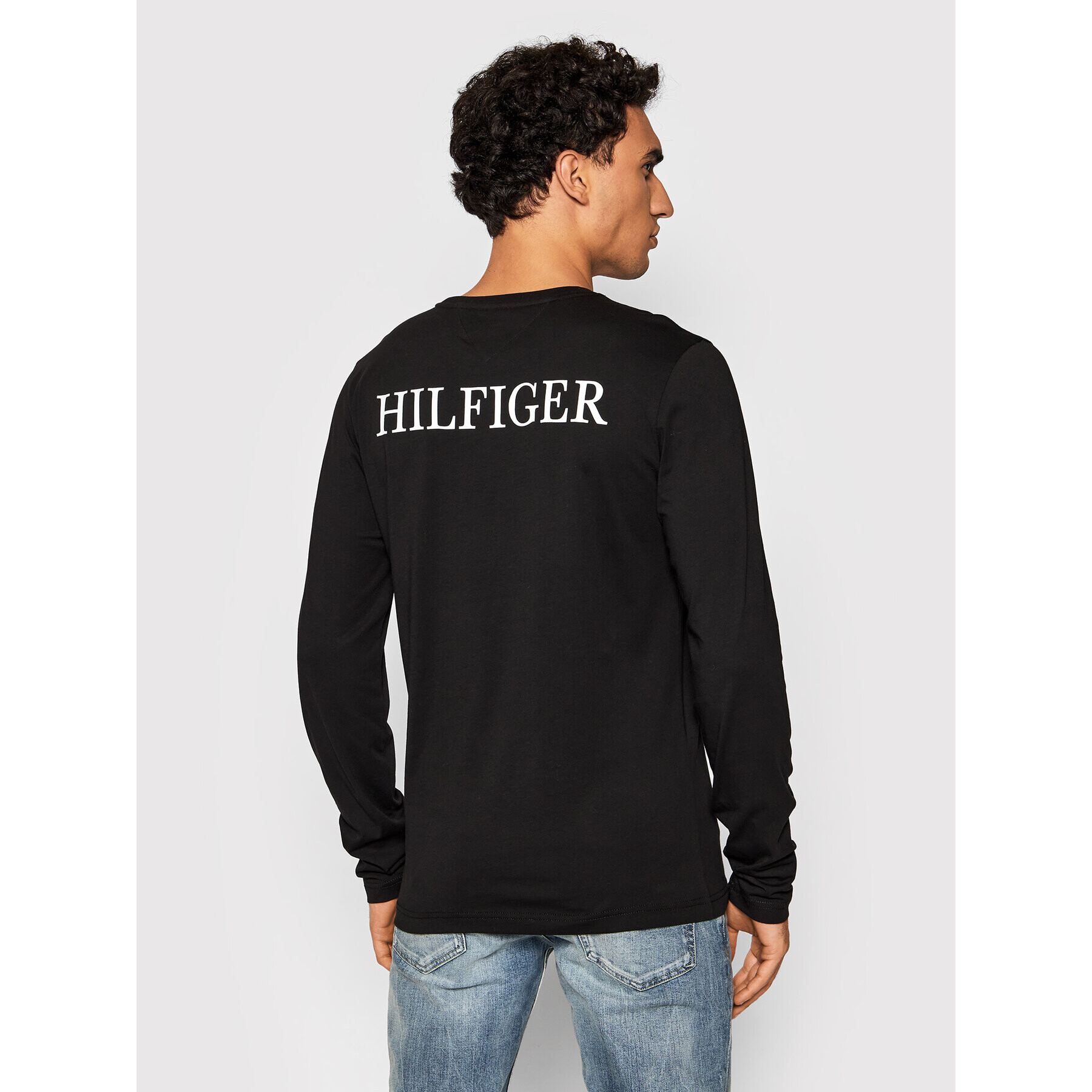 Tommy Hilfiger Тениска с дълъг ръкав Logo MW0MW21461 Черен Regular Fit - Pepit.bg