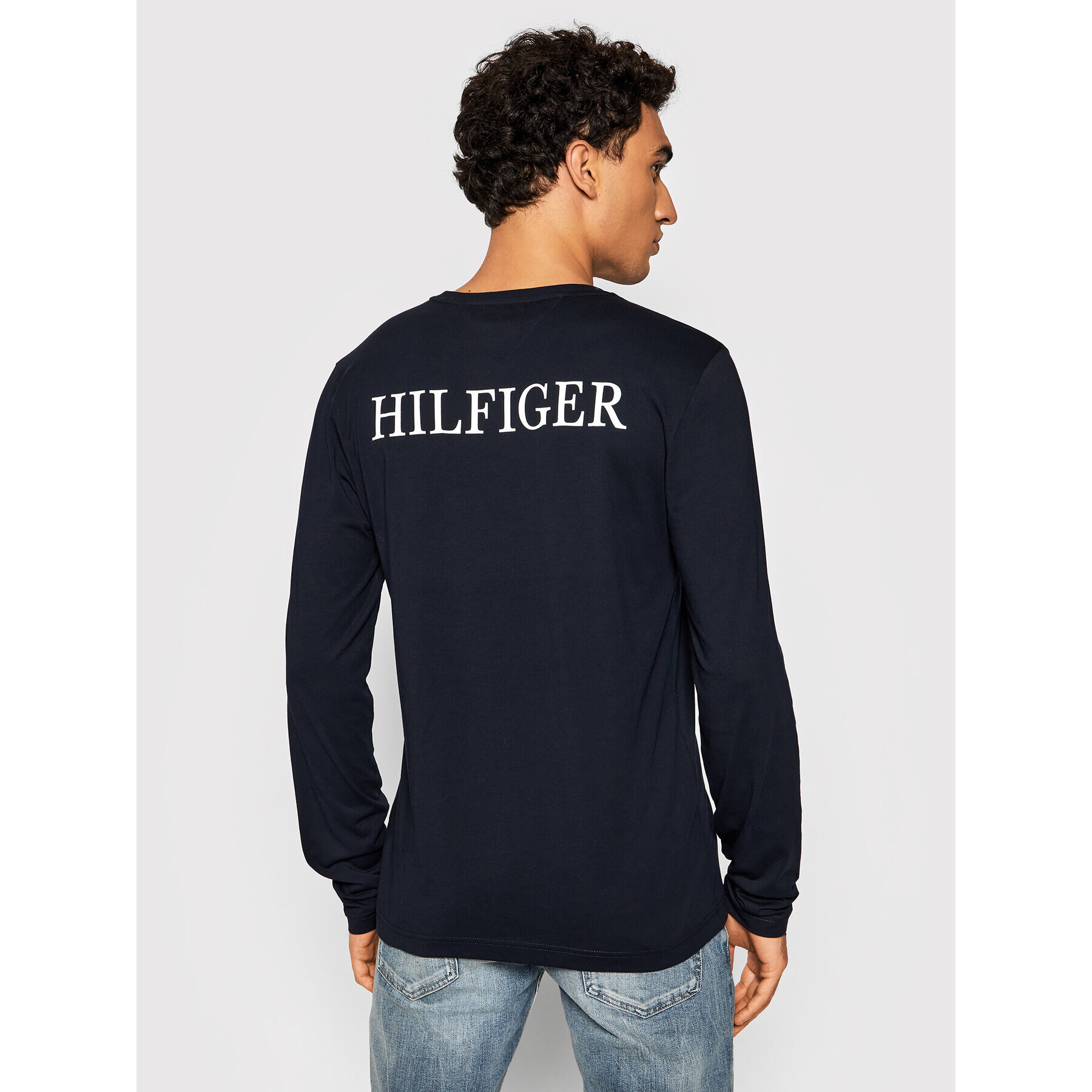 Tommy Hilfiger Тениска с дълъг ръкав Logo On Back MW0MW21461 Тъмносин Regular Fit - Pepit.bg