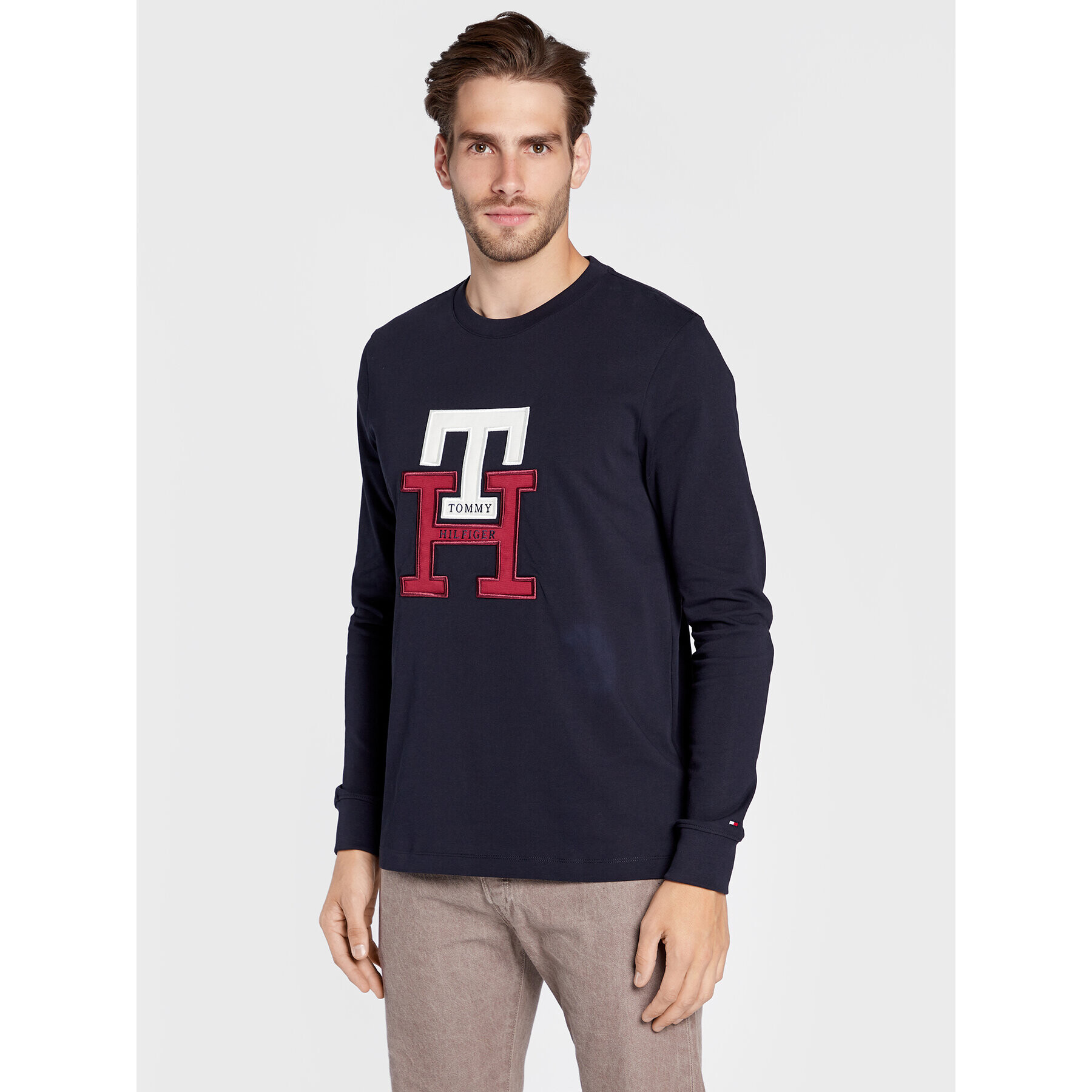 Tommy Hilfiger Тениска с дълъг ръкав Lux Monogram MW0MW28229 Тъмносин Regular Fit - Pepit.bg