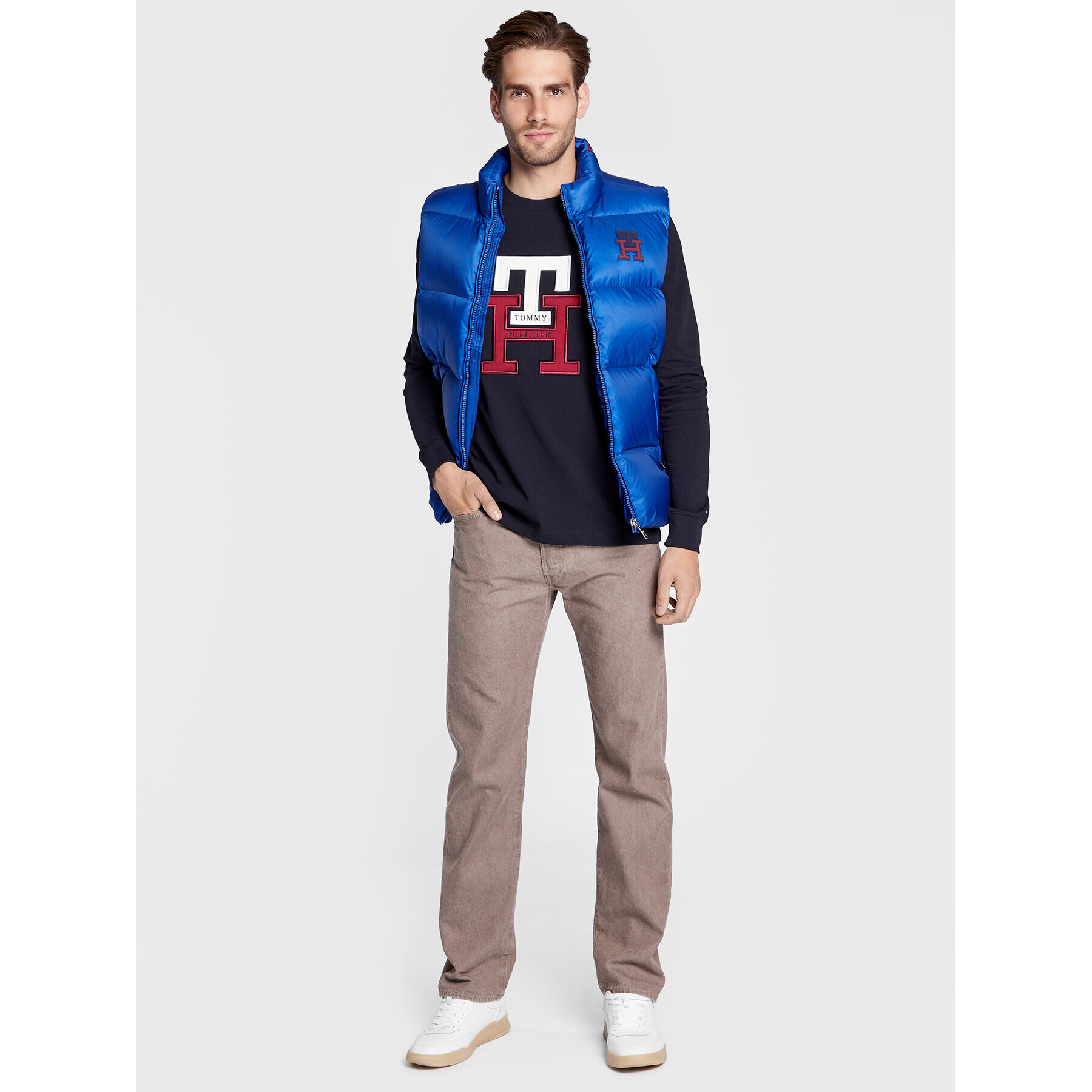 Tommy Hilfiger Тениска с дълъг ръкав Lux Monogram MW0MW28229 Тъмносин Regular Fit - Pepit.bg