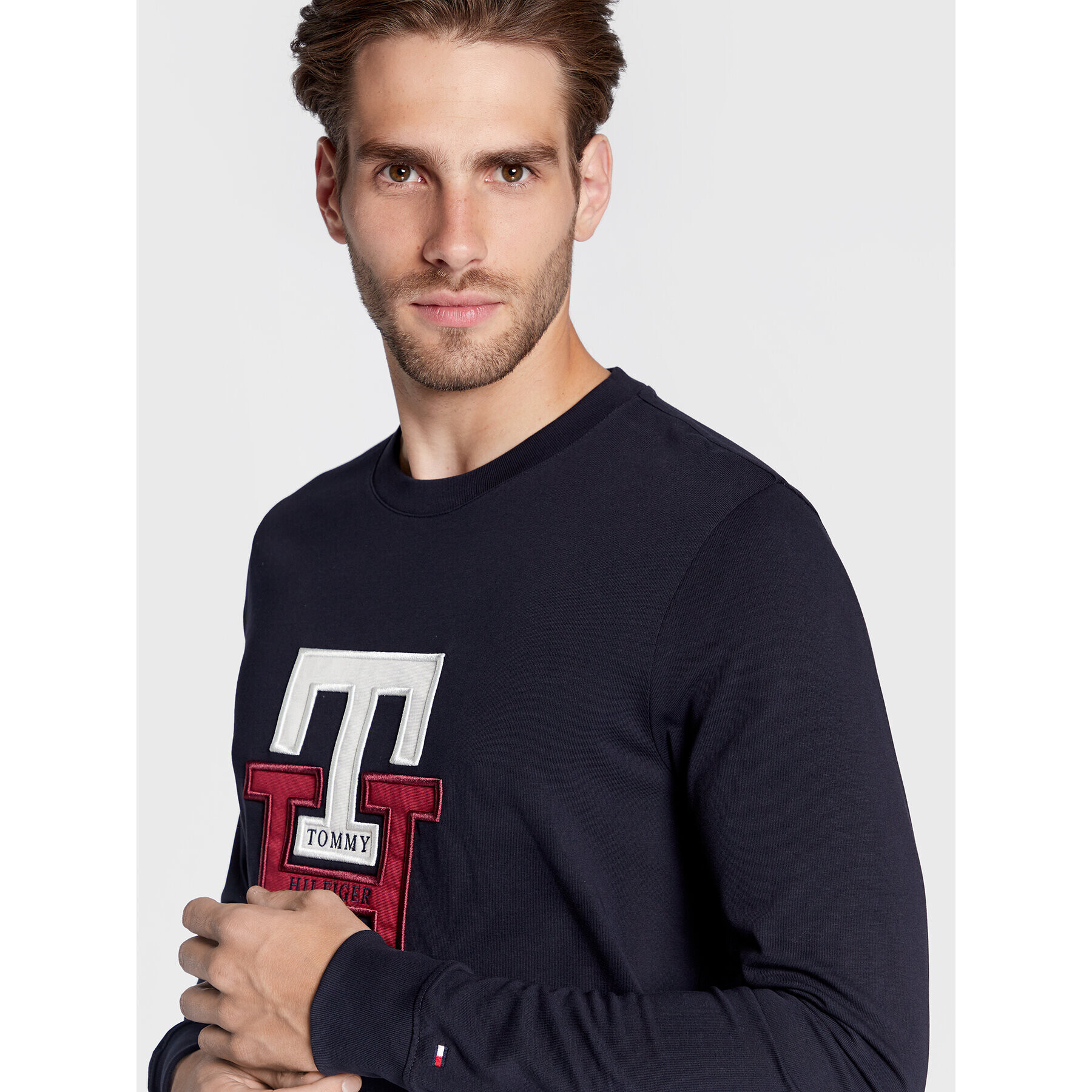 Tommy Hilfiger Тениска с дълъг ръкав Lux Monogram MW0MW28229 Тъмносин Regular Fit - Pepit.bg