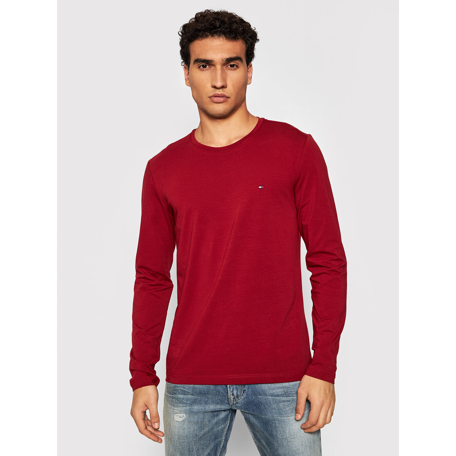 Tommy Hilfiger Тениска с дълъг ръкав MW0MW10804 Бордо Slim Fit - Pepit.bg