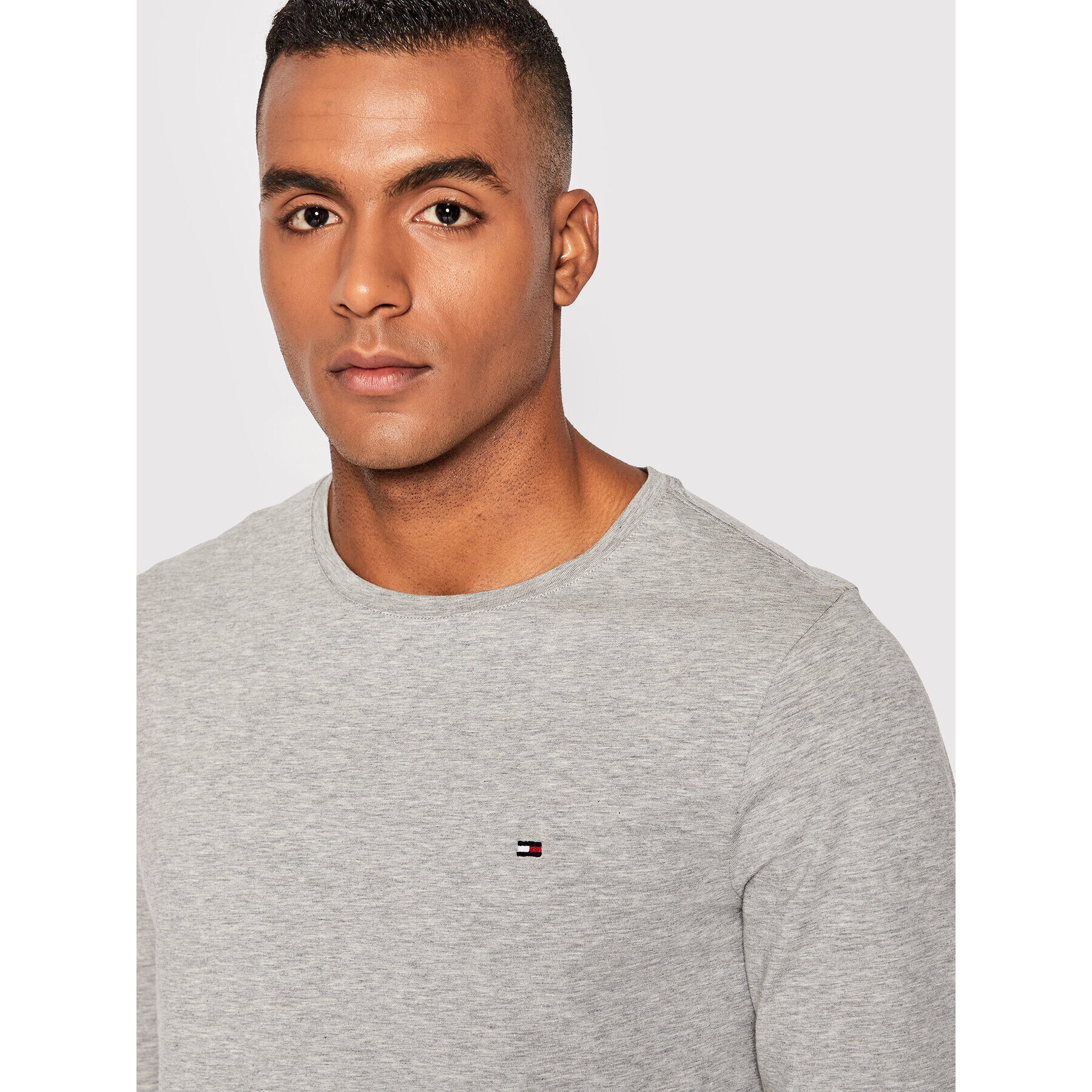 Tommy Hilfiger Тениска с дълъг ръкав MW0MW10804 Сив Slim Fit - Pepit.bg