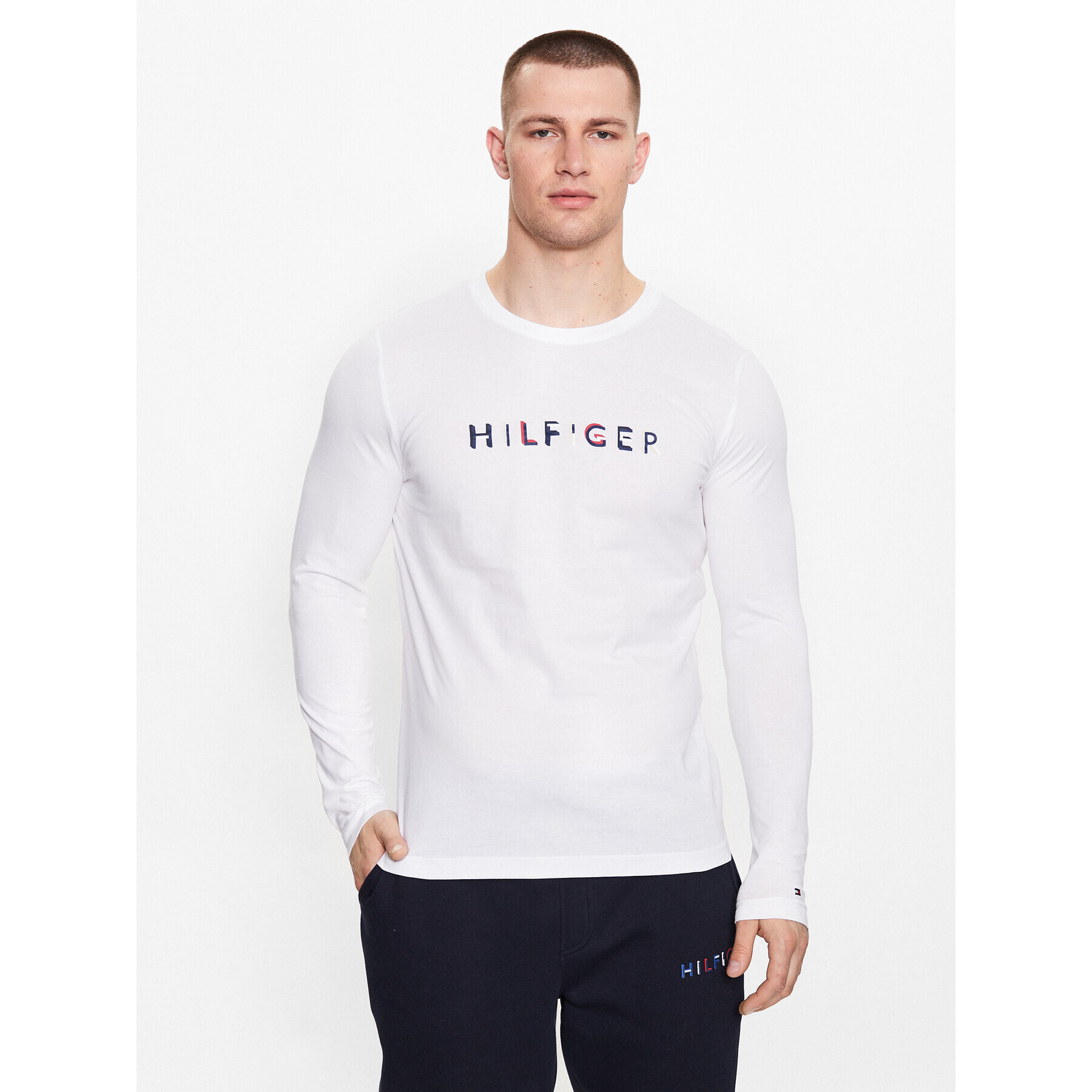 Tommy Hilfiger Тениска с дълъг ръкав MW0MW31537 Бял Slim Fit - Pepit.bg