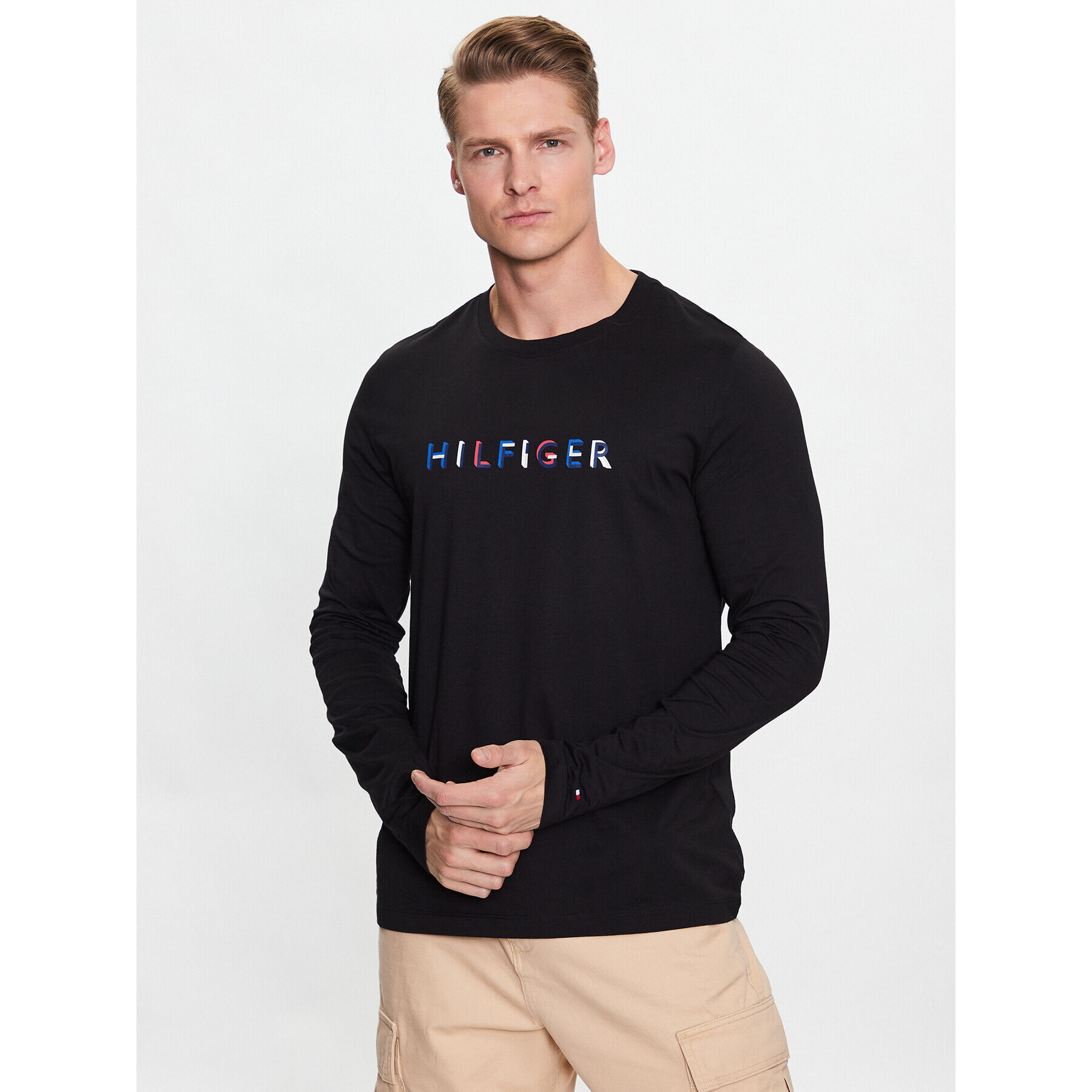 Tommy Hilfiger Тениска с дълъг ръкав MW0MW31537 Черен Slim Fit - Pepit.bg