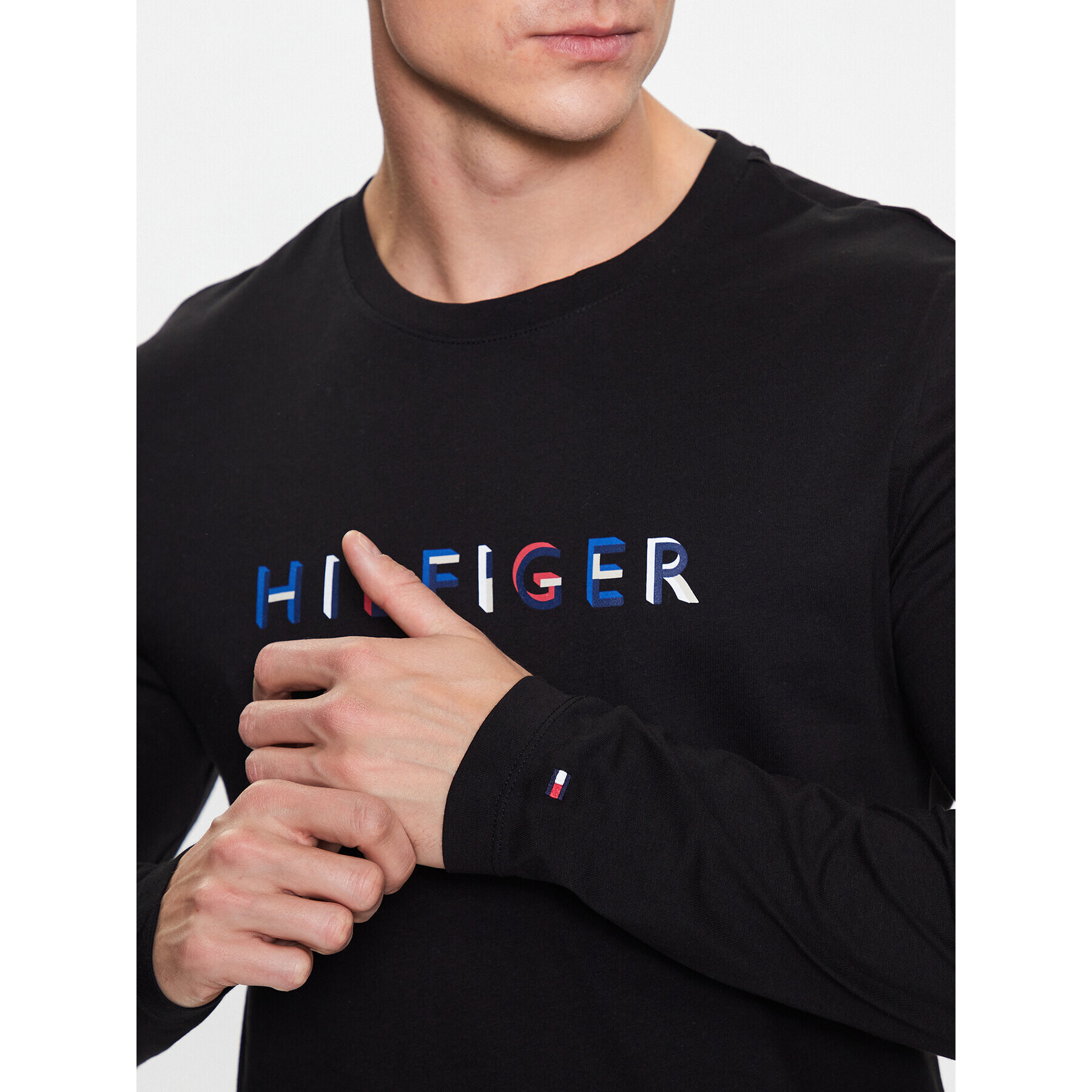 Tommy Hilfiger Тениска с дълъг ръкав MW0MW31537 Черен Slim Fit - Pepit.bg