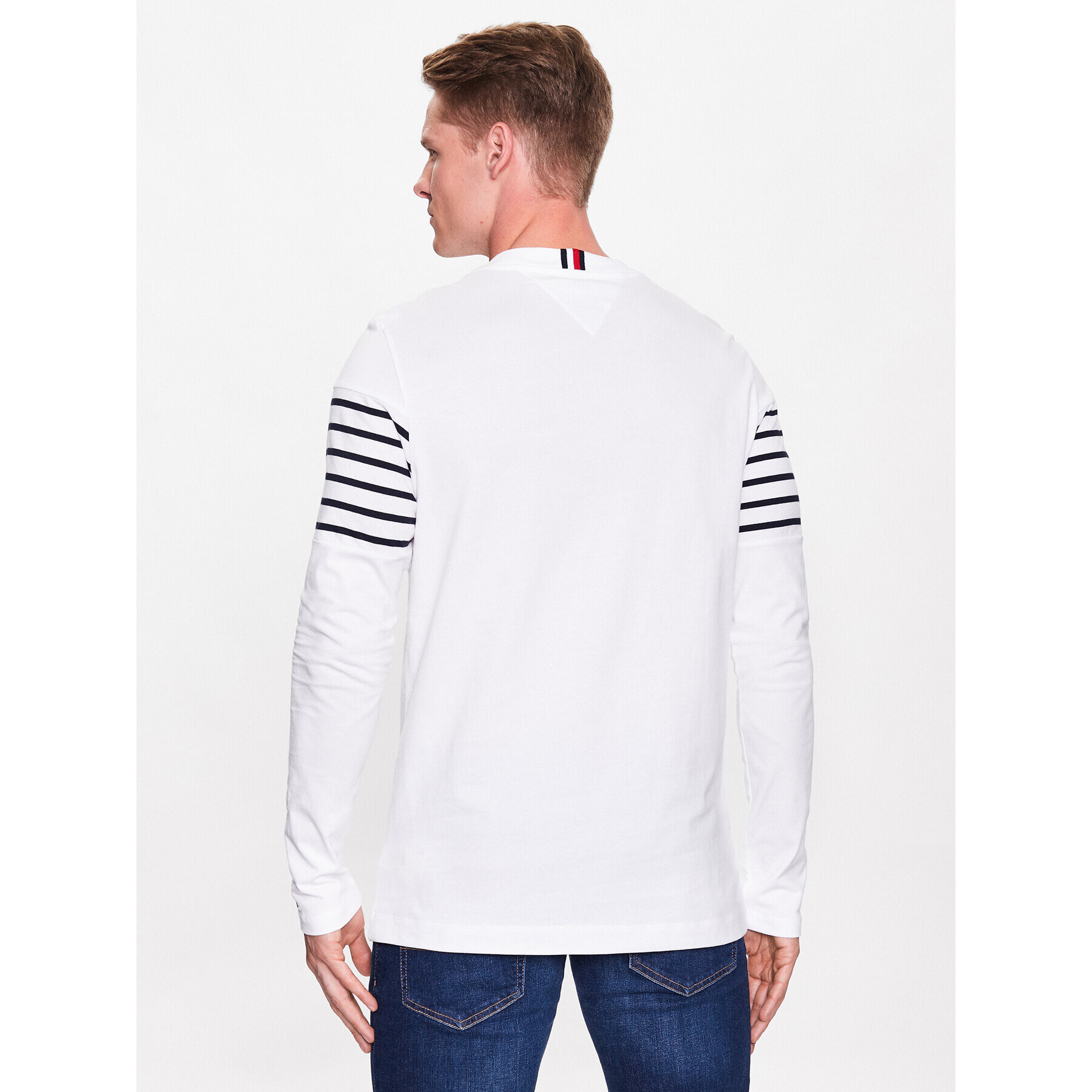 Tommy Hilfiger Тениска с дълъг ръкав Placement Striped MW0MW30062 Бял Regular Fit - Pepit.bg