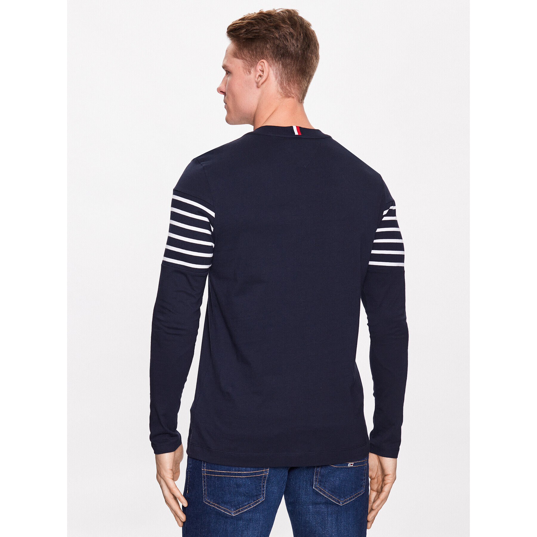 Tommy Hilfiger Тениска с дълъг ръкав Placement Striped MW0MW30062 Тъмносин Regular Fit - Pepit.bg