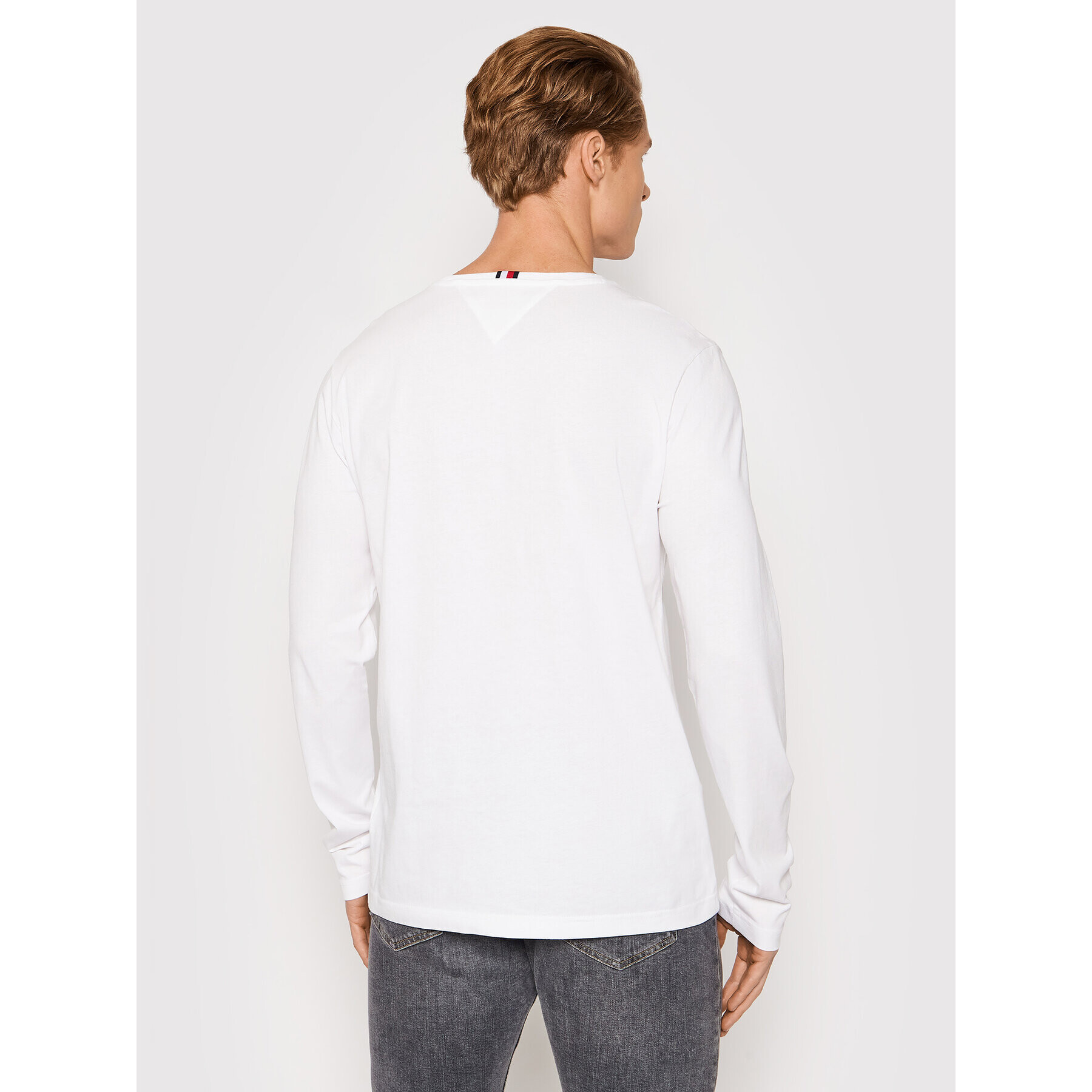 Tommy Hilfiger Тениска с дълъг ръкав Sliced Bar Long Sleeve MW0MW20166 Бял Regular Fit - Pepit.bg