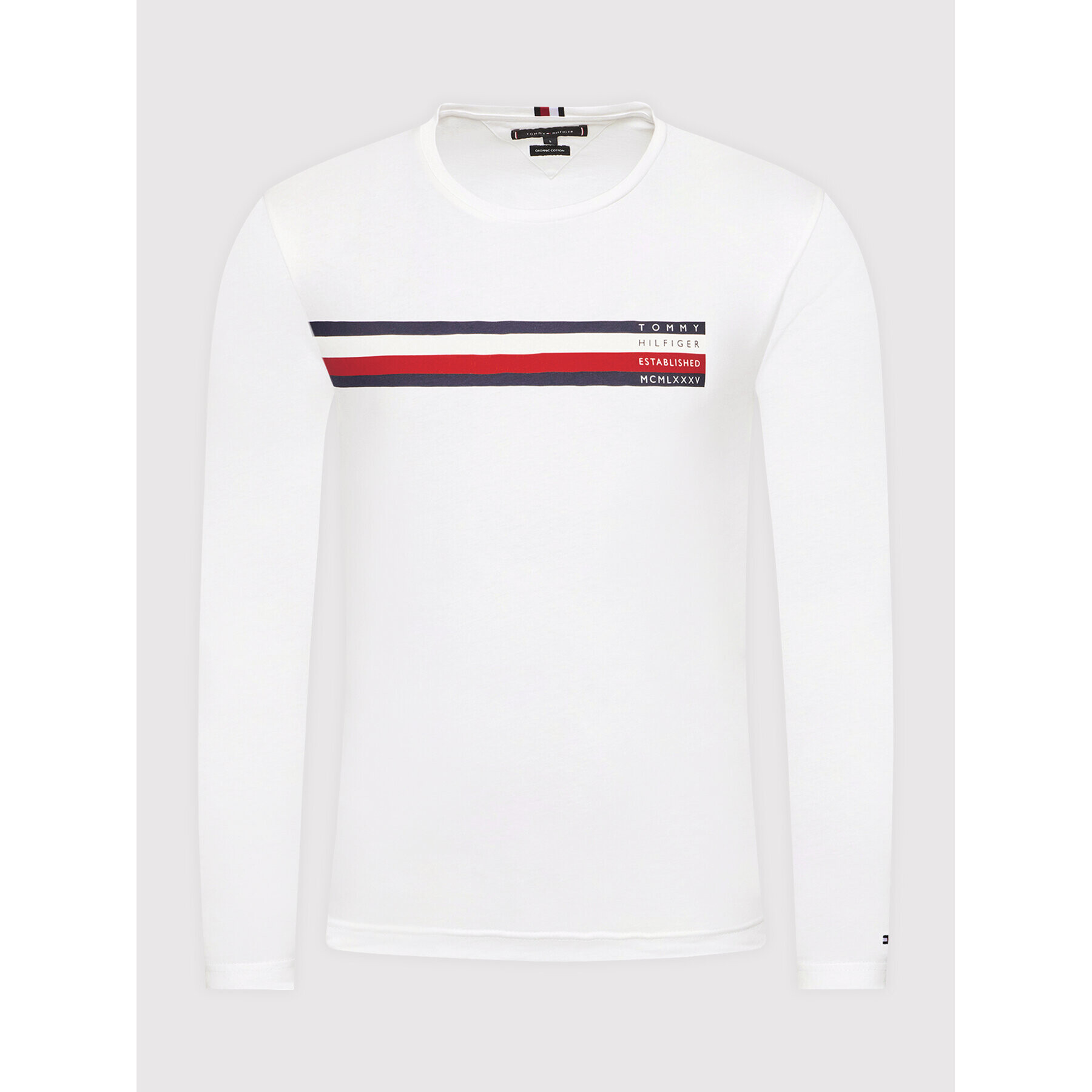 Tommy Hilfiger Тениска с дълъг ръкав Sliced Bar Long Sleeve MW0MW20166 Бял Regular Fit - Pepit.bg