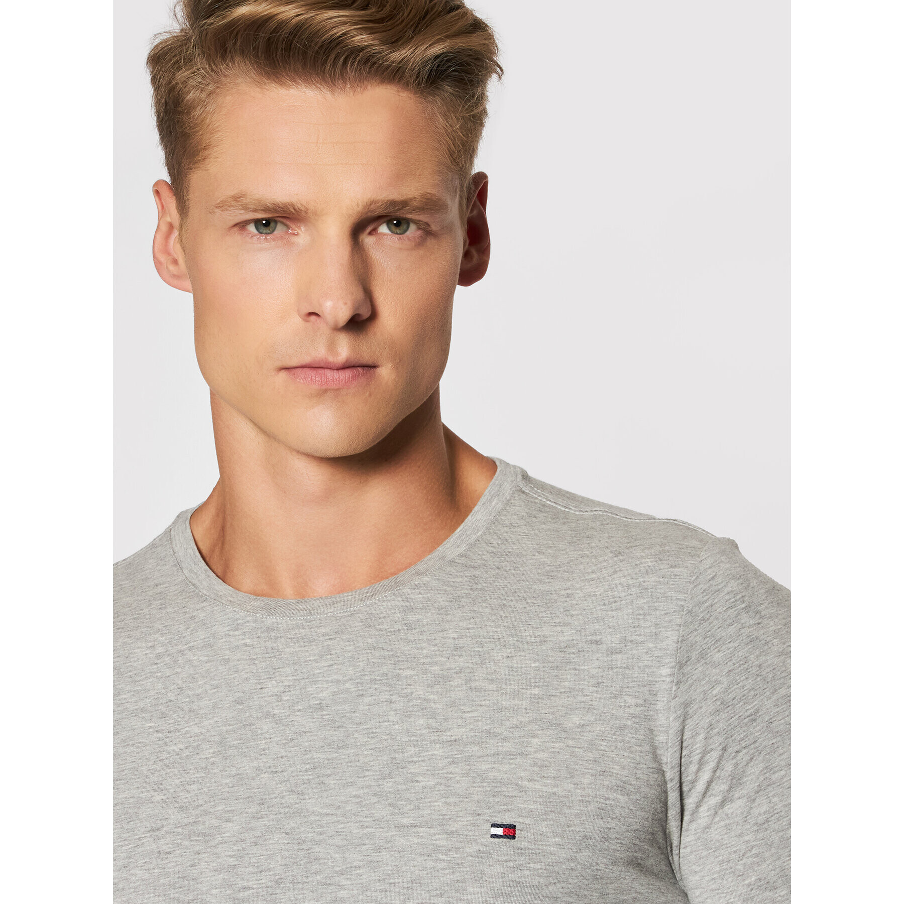 Tommy Hilfiger Тениска с дълъг ръкав Stretch Long Sleeve MWW0MW1080 Сив Slim Fit - Pepit.bg