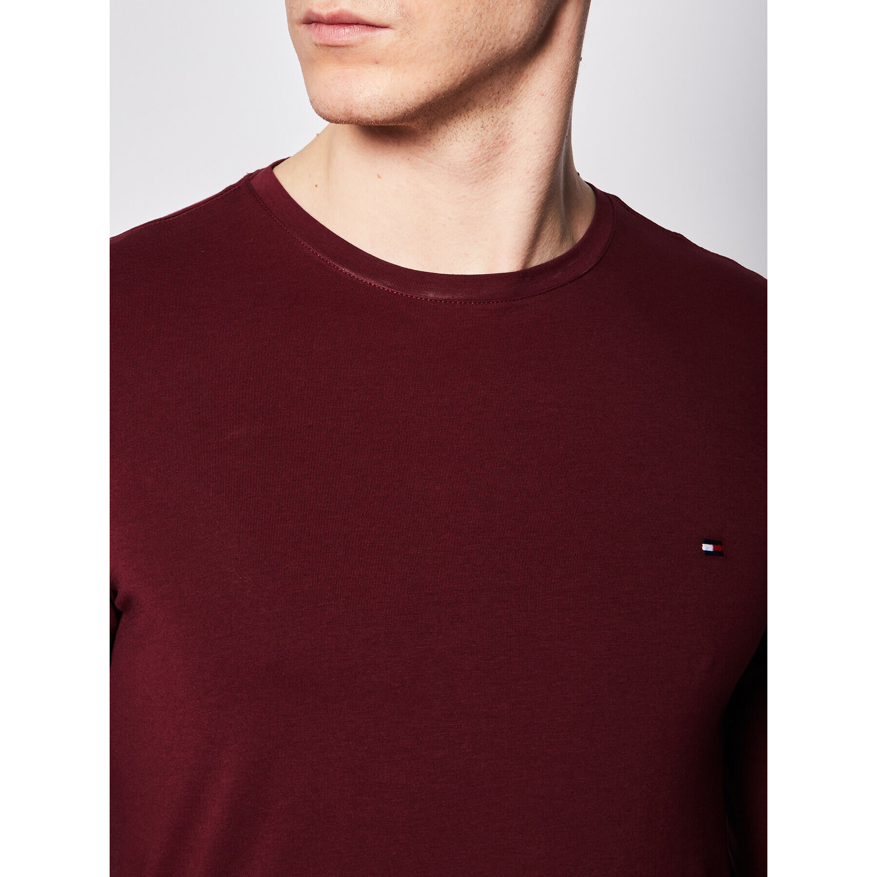 Tommy Hilfiger Тениска с дълъг ръкав Stretch Tee MW0MW10804 Бордо Slim Fit - Pepit.bg